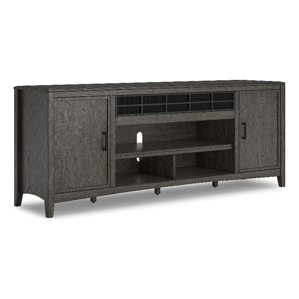 Grayish Brown 84" TV Stand with Cabinets and Fireplace Option