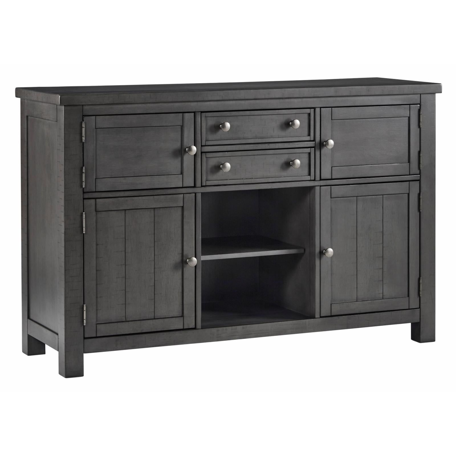 Gray Acacia Veneer Transitional Dining Server with 3 Drawers