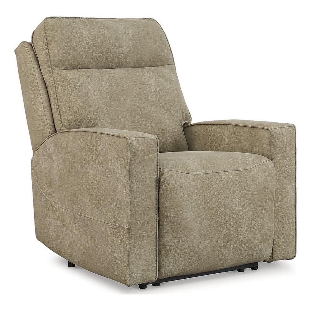 Sand Microfiber Power Recliner with Adjustable Headrest and USB Ports