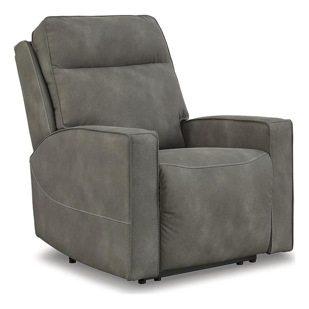 Slate Gray Microfiber Power Recliner with Adjustable Headrest