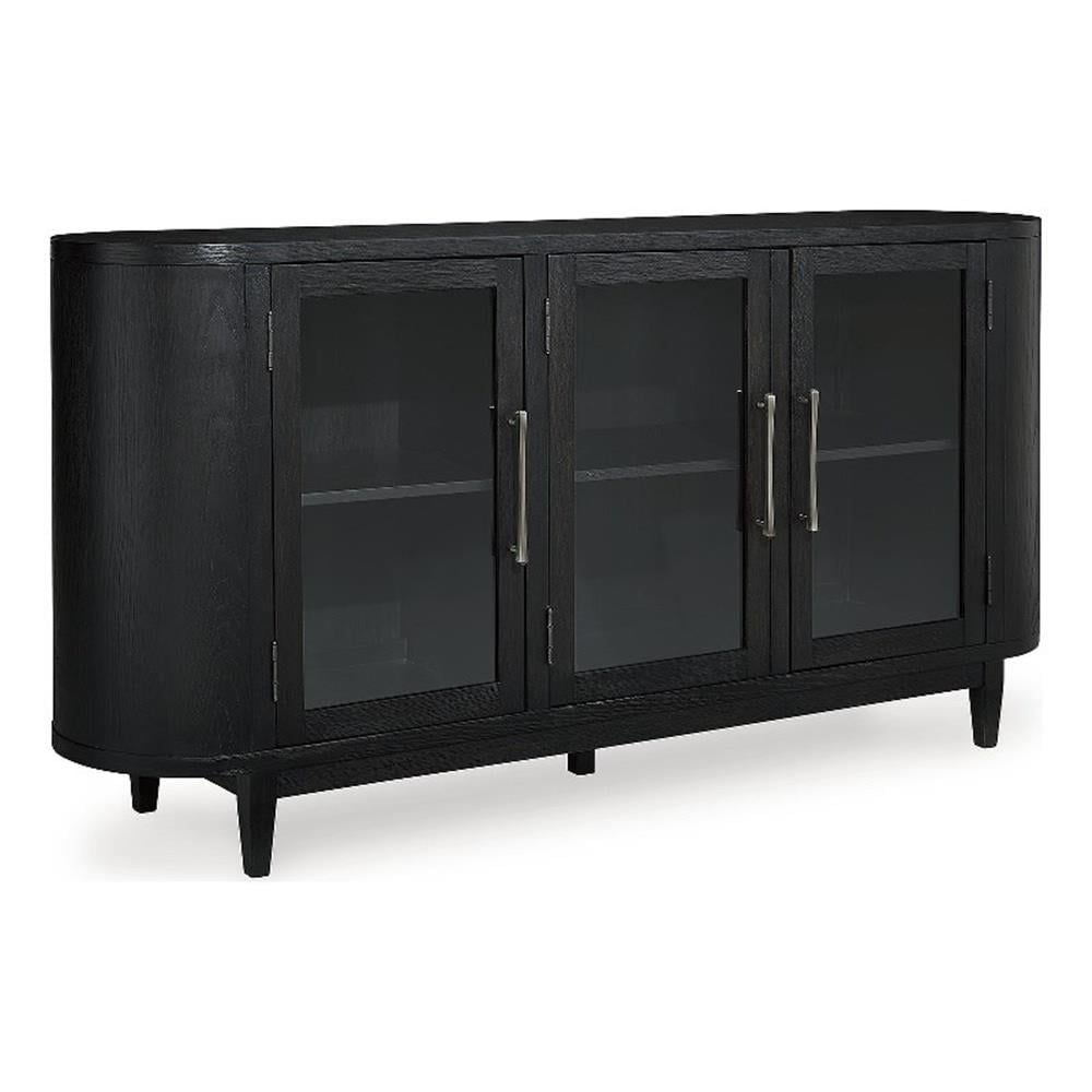 Rowanbeck Black Oak Veneer Dining Server with Glass Doors