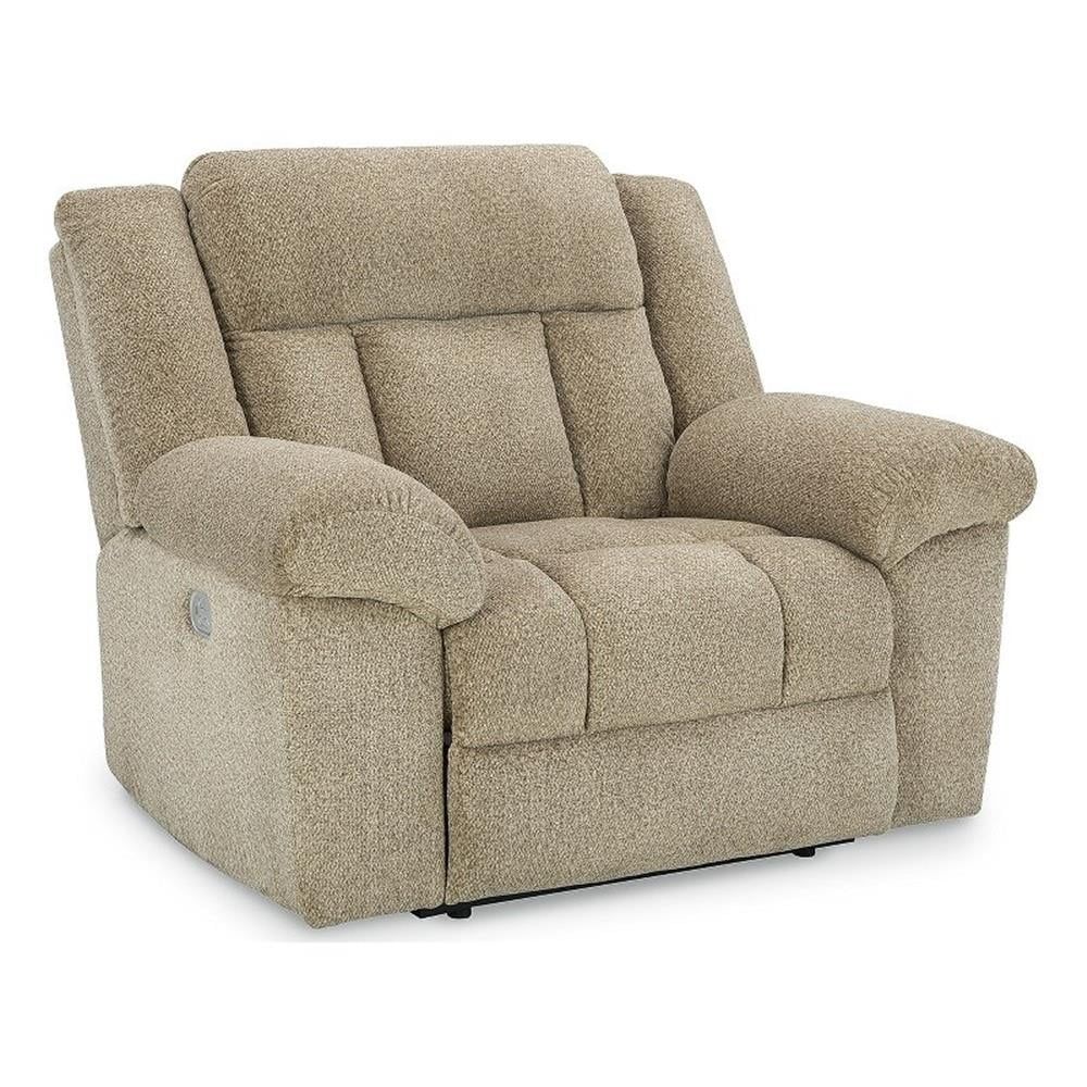 Signature Design by Ashley Tip-Off Classic Wall Hugger Power Recliner with Adjustable Headrest and USB Ports, Light Brown