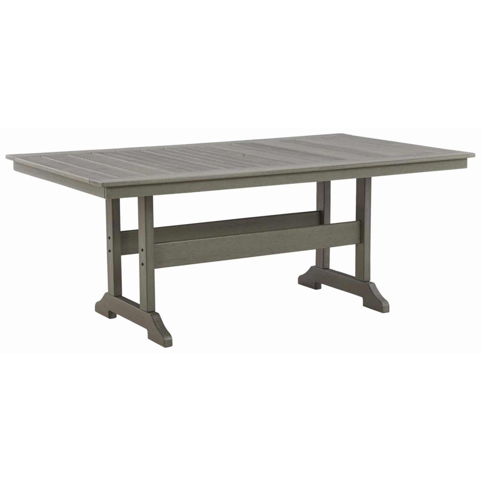 Gray HDPE Rectangular Outdoor Dining Table with Slatted Top