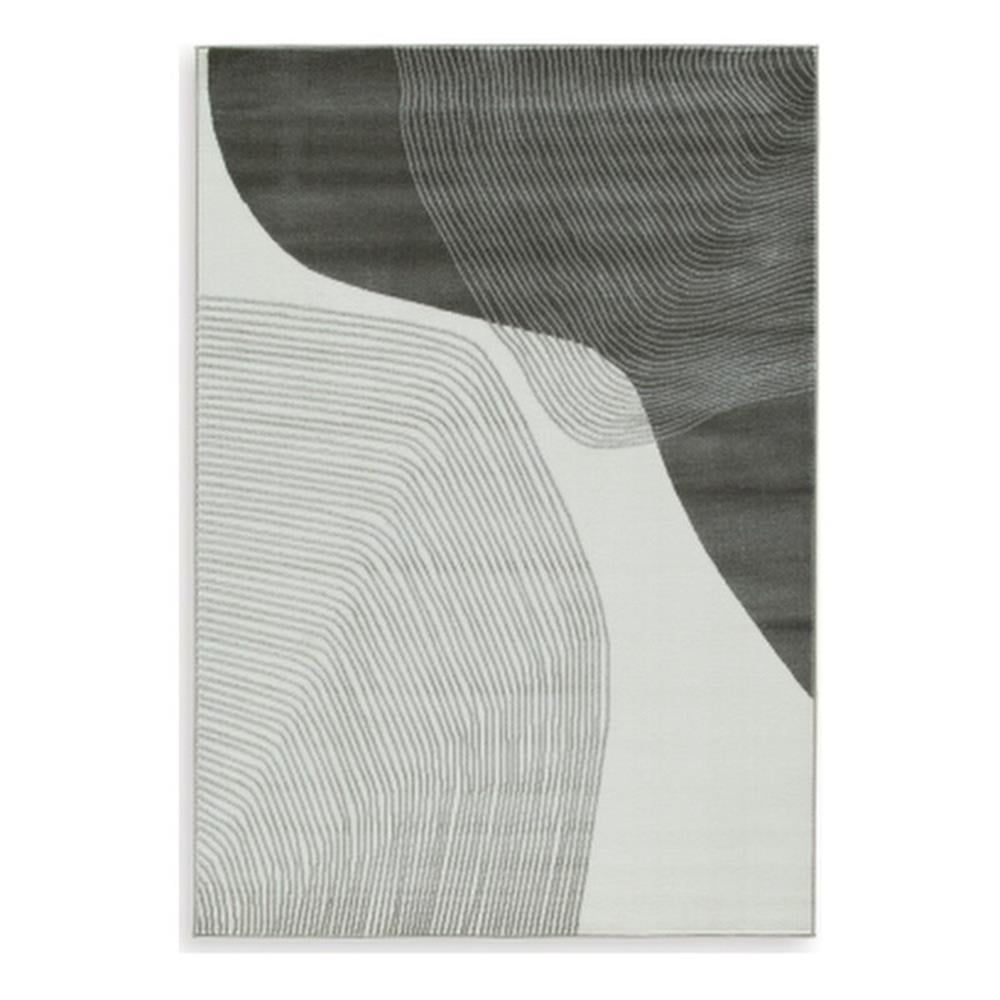 Gray and Ivory Abstract 8' x 10' Reversible Rug