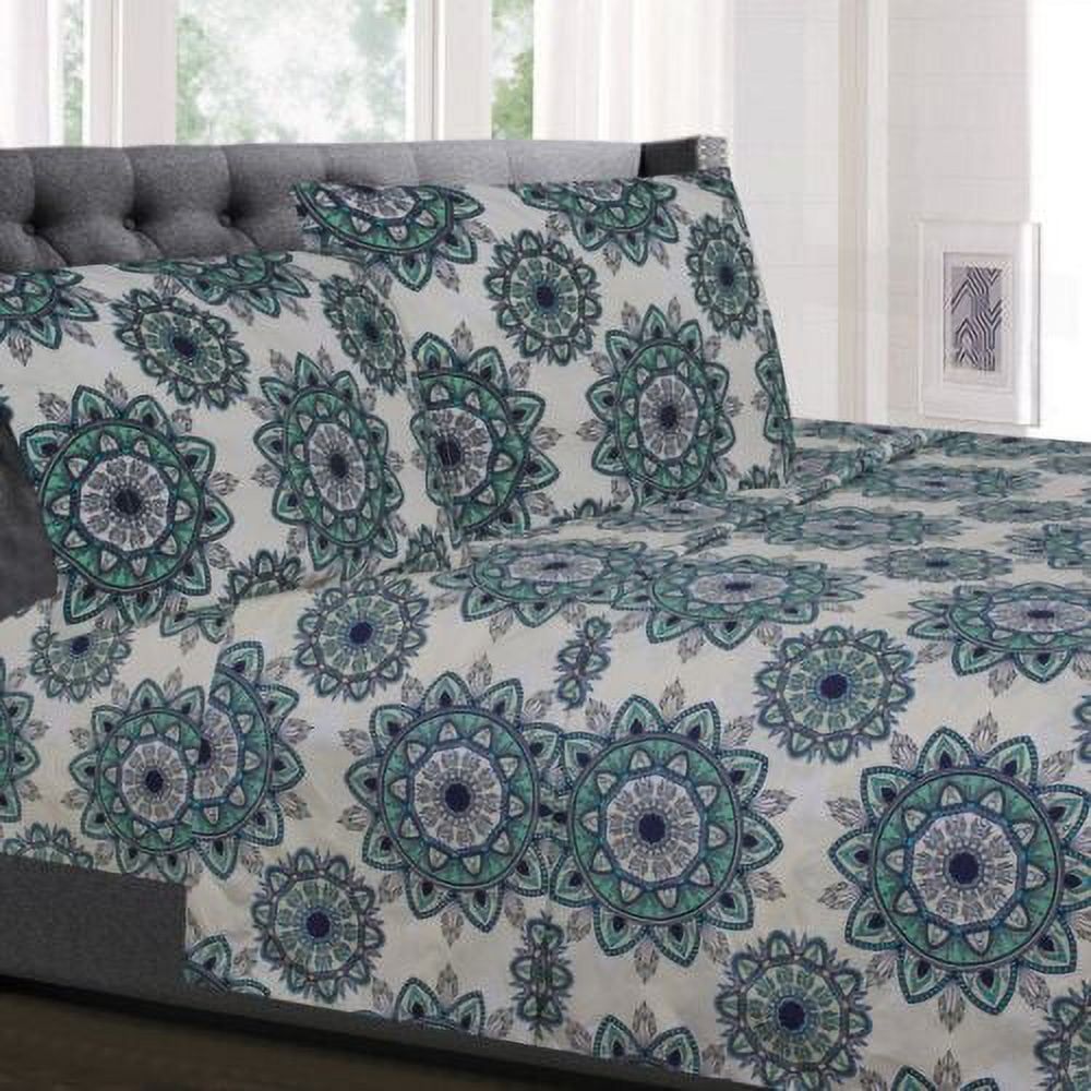 Ashley Green Mandala Pattern Full Microfiber Sheet Set