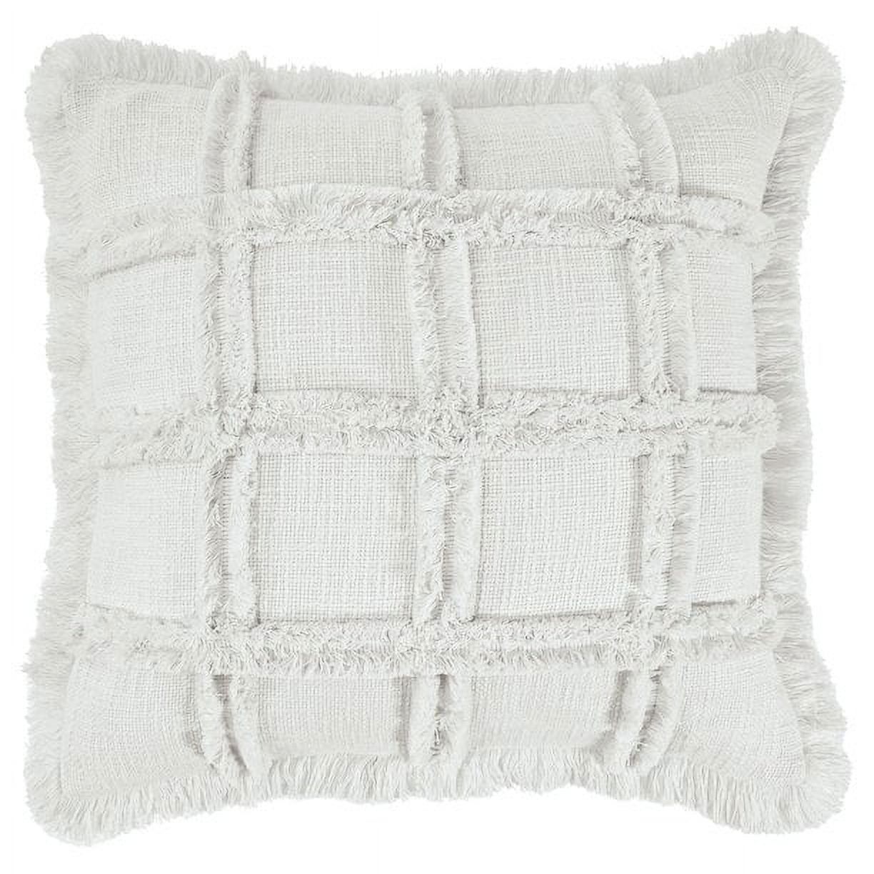 Ivory Square Embroidered Cotton Throw Pillow