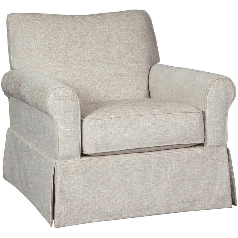 Quartz Beige Swivel Glider Accent Chair with Metal Frame