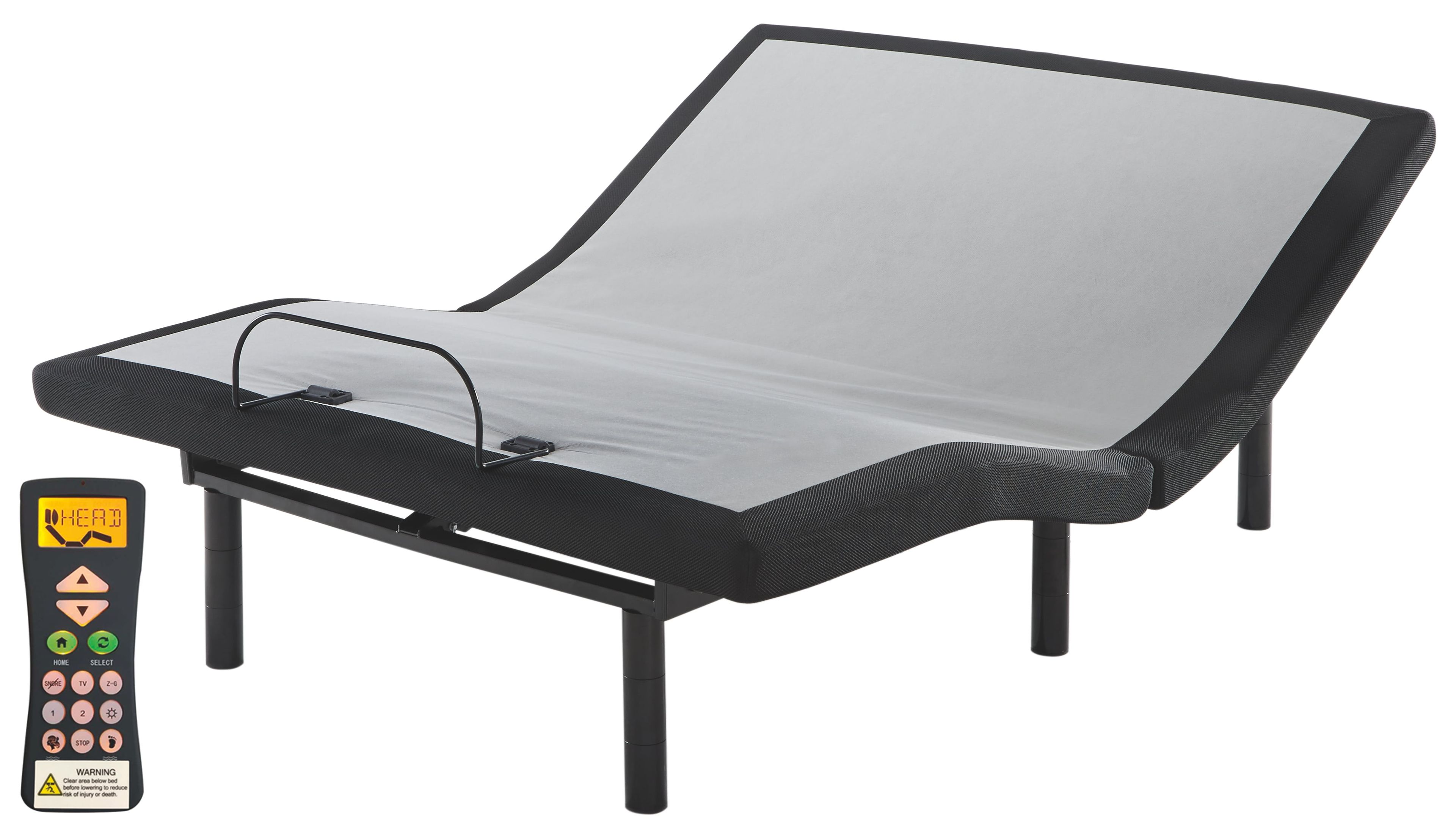 Gray Adjustable Queen Metal Frame Bed with Wireless Control