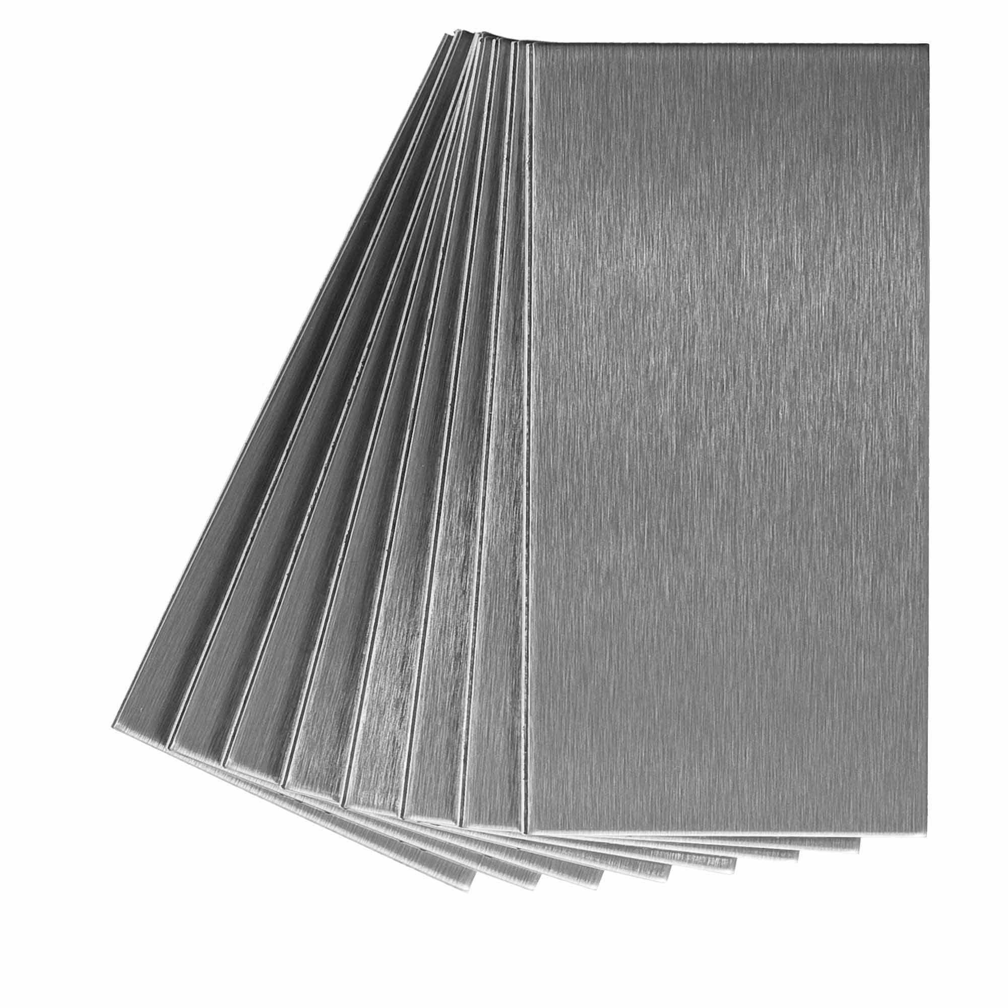 Brushed Stainless 3" x 6" Peel and Stick Metal Backsplash Tiles