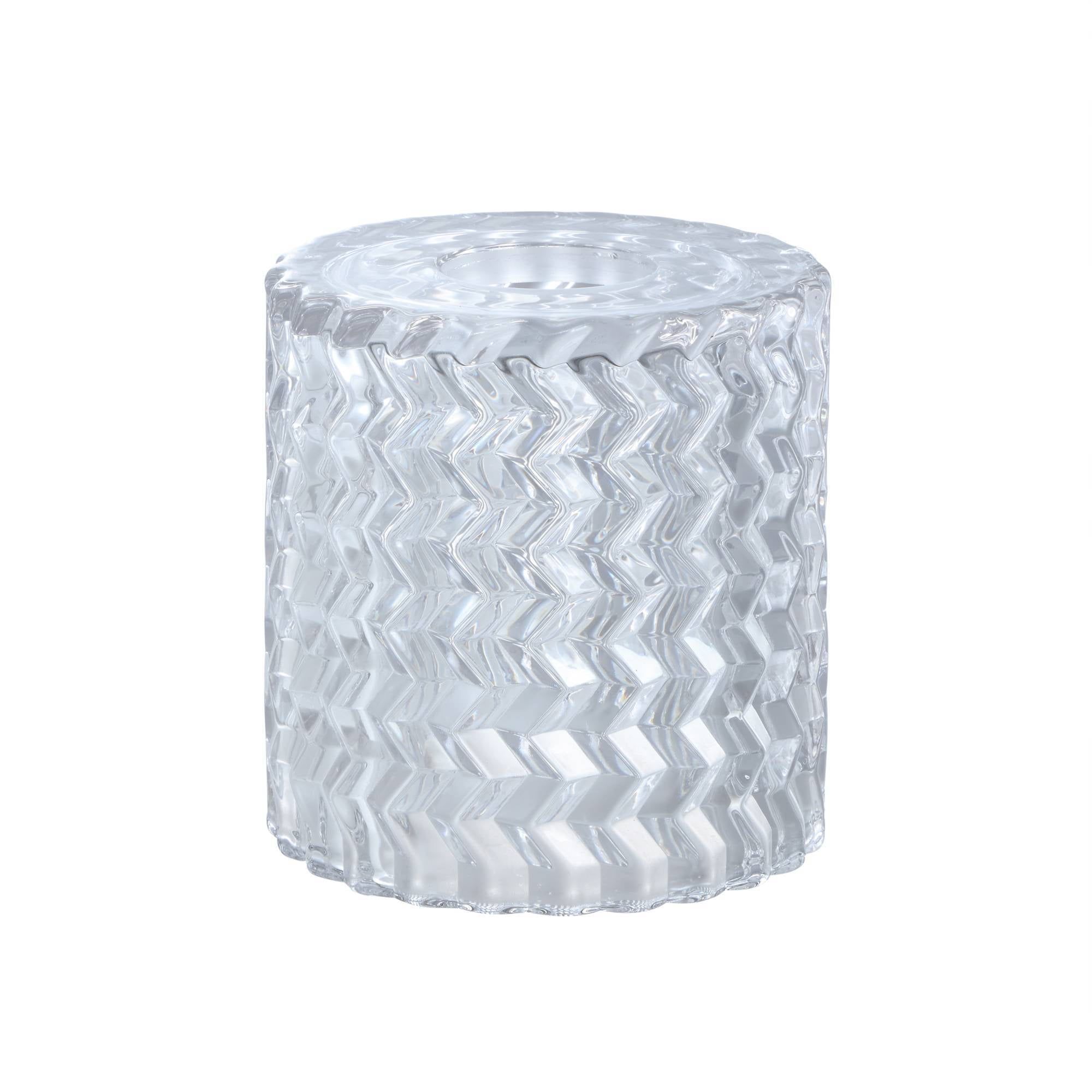 Clear Cylindrical Glass Pendant Shade with Diamond Pattern