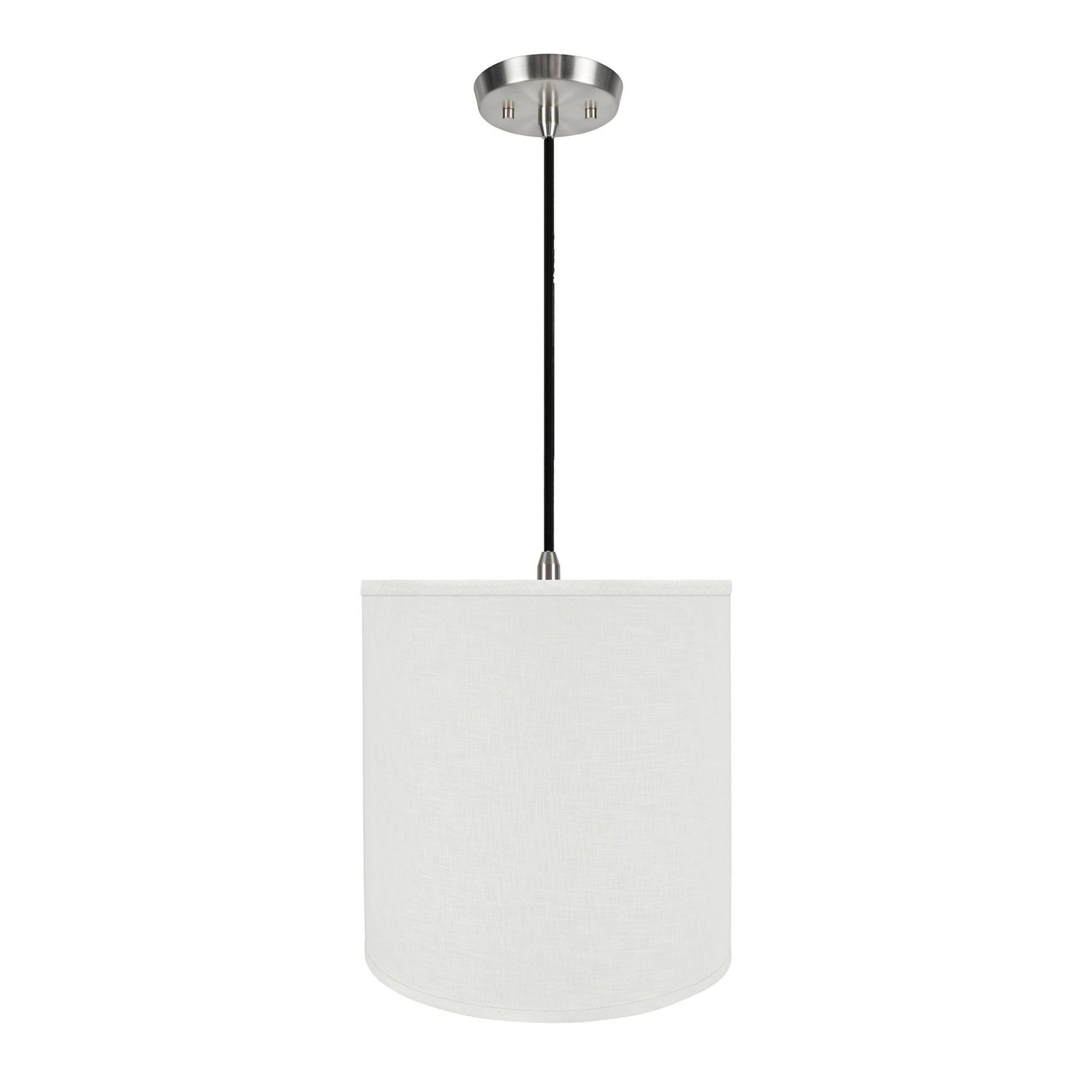 Elegant Off-White Linen Pendant Ceiling Light 15" Width