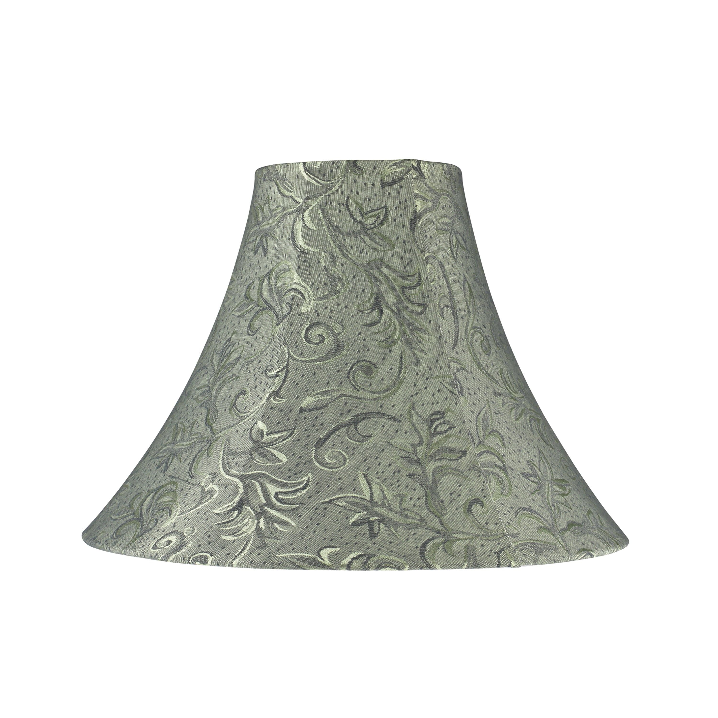 Green Jacquard Fabric Bell Lamp Shade with Leaf Design