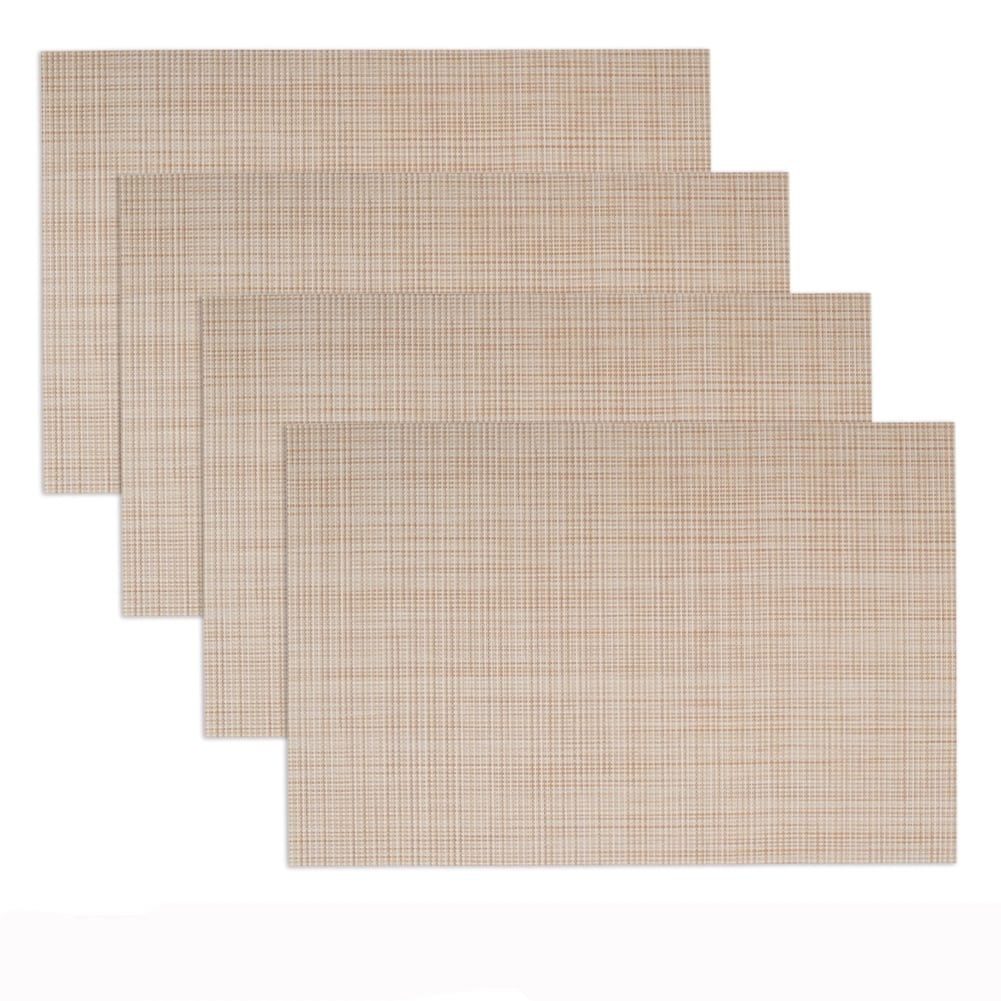 Beige Vinyl Washable Decorative Table Placemats, Set of 4