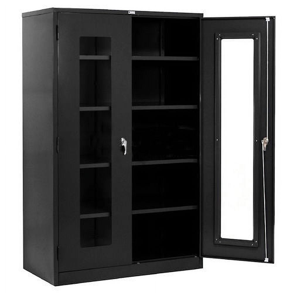 Black Lockable Storage Cabinet with Adjustable Shelving