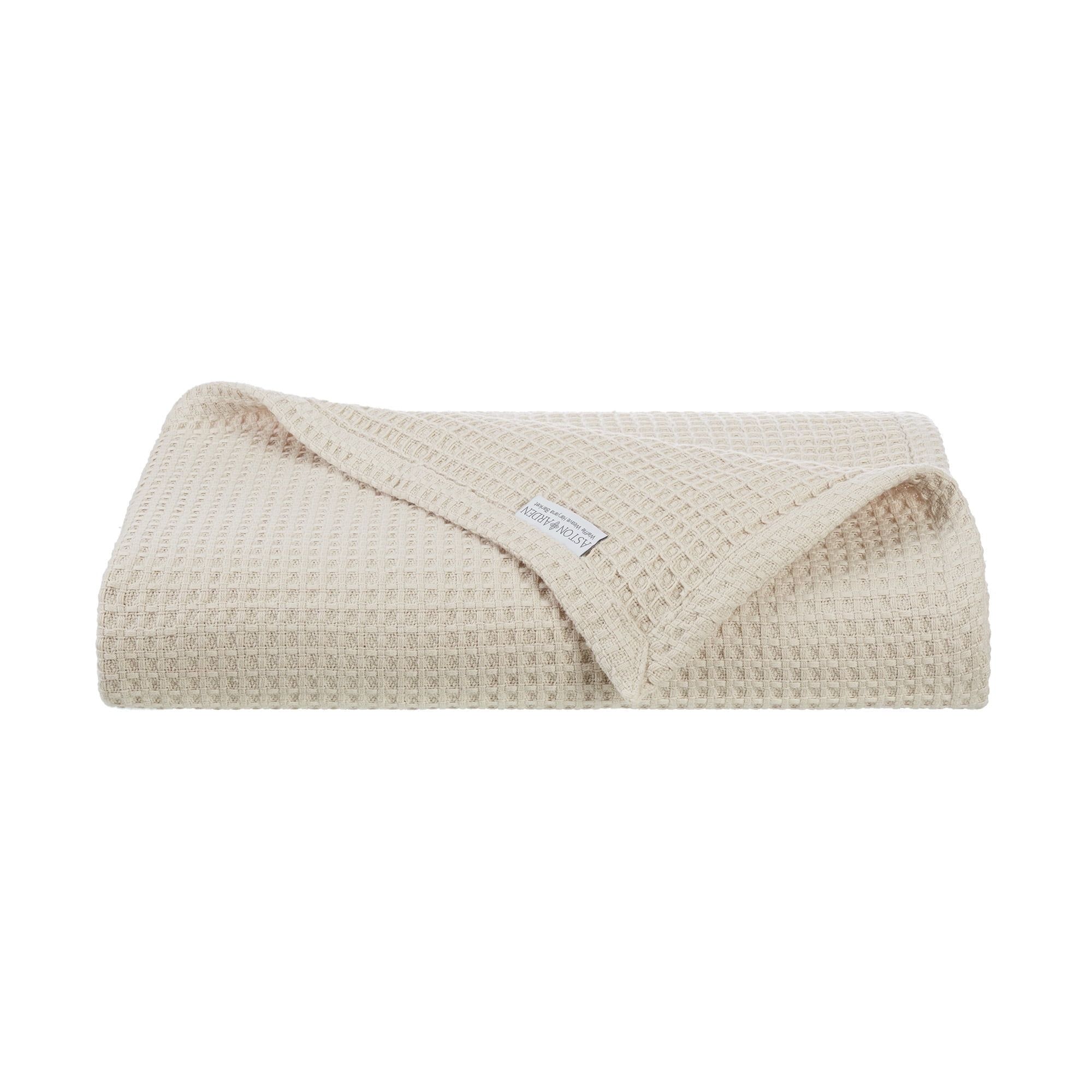 Beige Queen Waffle Weave Cotton Bed Blanket