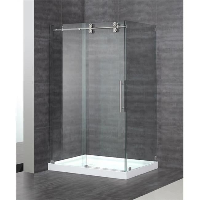 Langham 48'' x 75'' Frameless Clear Glass Sliding Shower Door with Chrome Finish