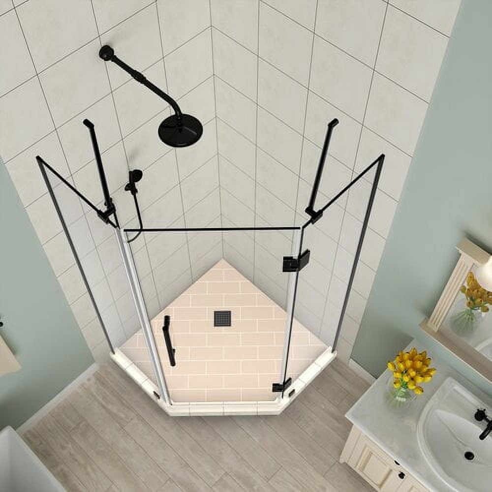 Merrick Matte Black Frameless Neo-Angle Hinged Shower Enclosure