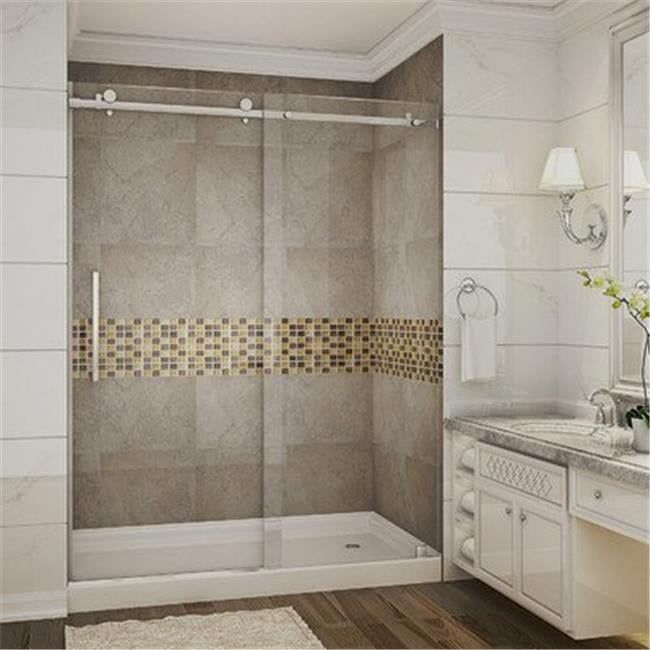 Moselle 60" x 77.5" Clear Tempered Glass Frameless Sliding Shower Door