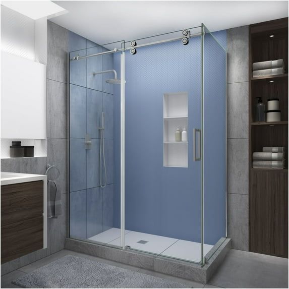 Langham XL 80" High Stainless Steel Frameless Sliding Shower Enclosure