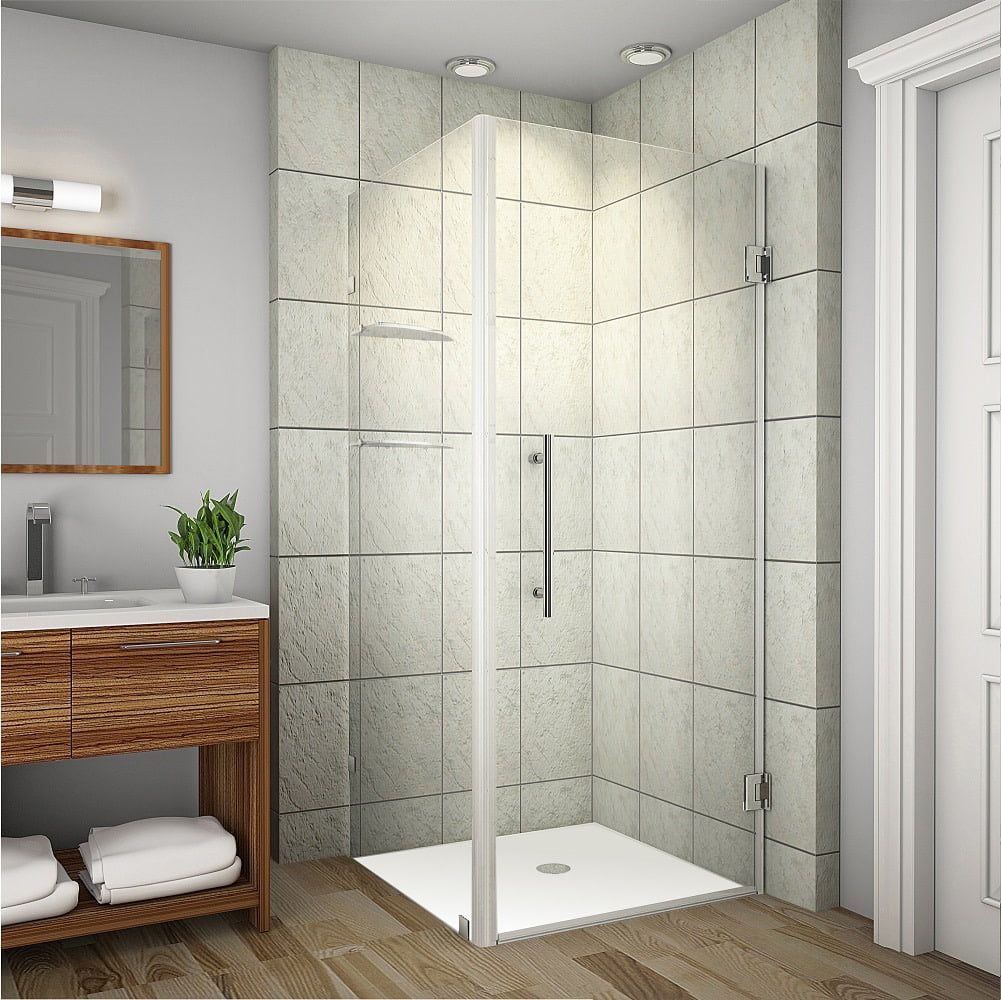 Aquadica GS 30" x 72" Frameless Stainless Steel Hinged Shower Enclosure