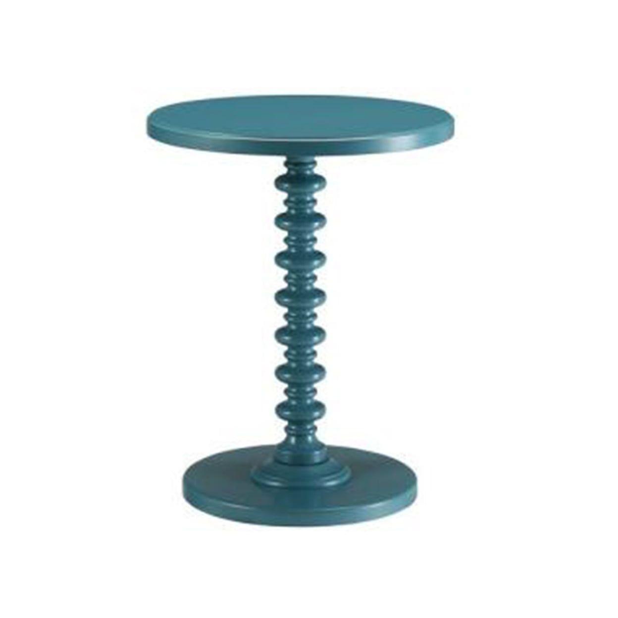 Acton Round 17" Teal Wood & Metal Side Table