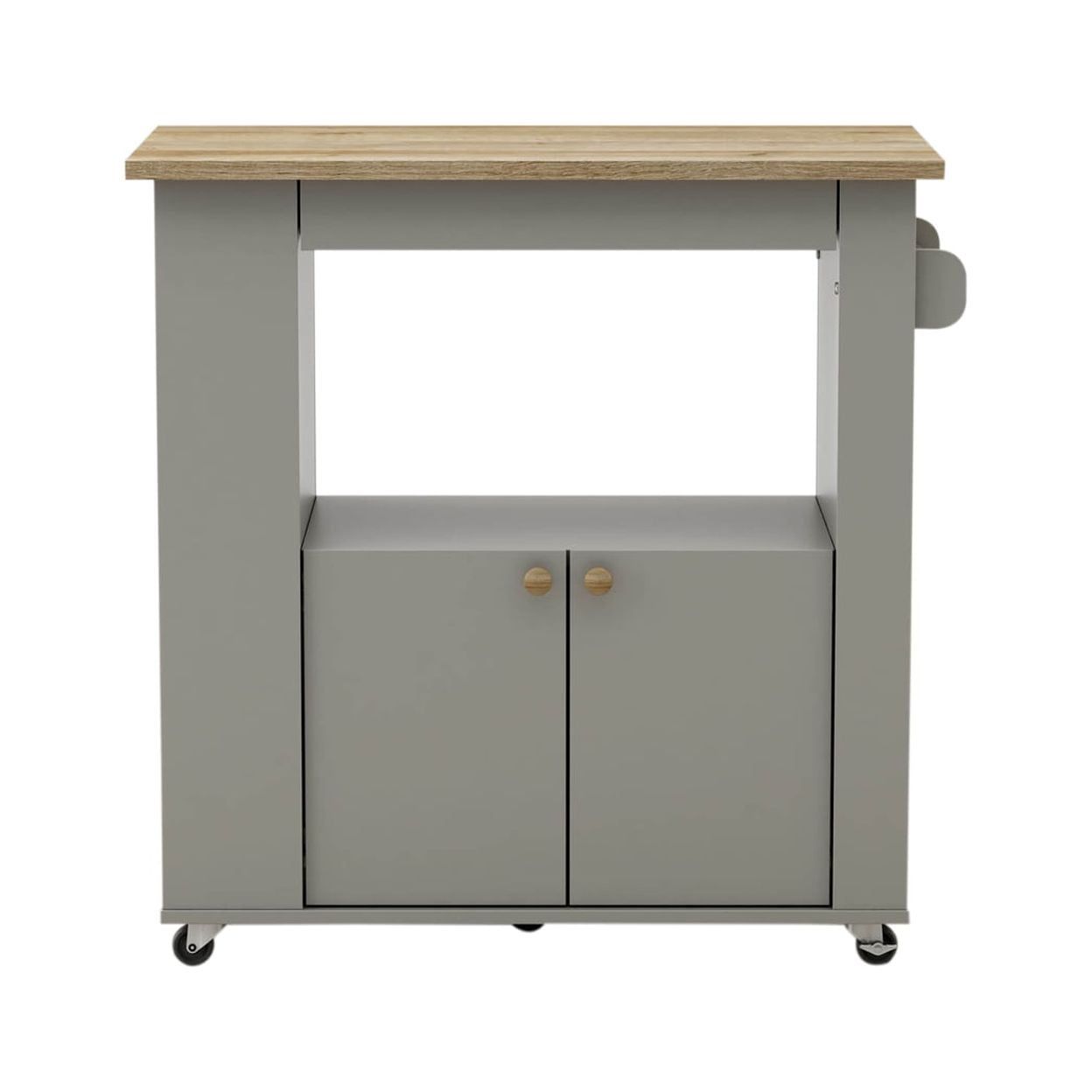 Astor 35" Gray and Oak Wood Kitchen Cart with Storage