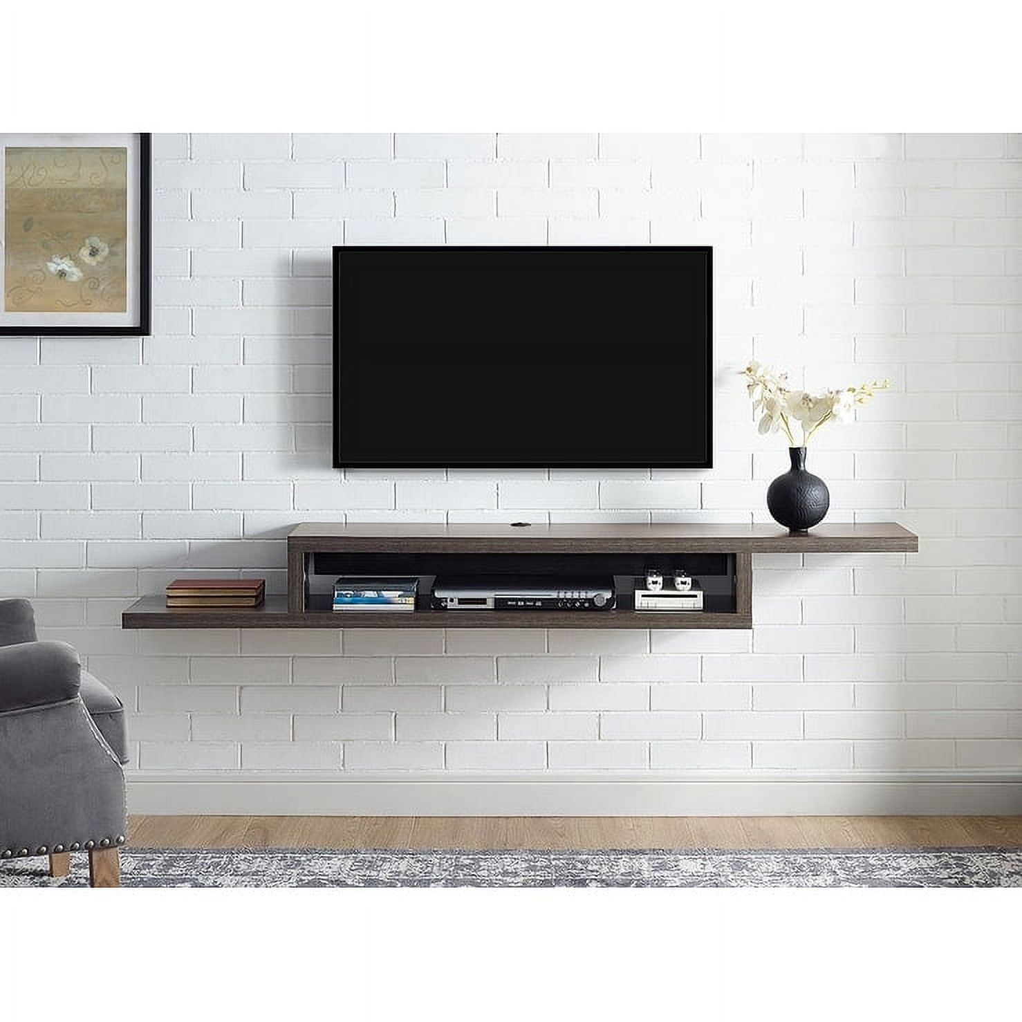 Skyline Walnut Asymmetrical Floating TV Console 72-Inch