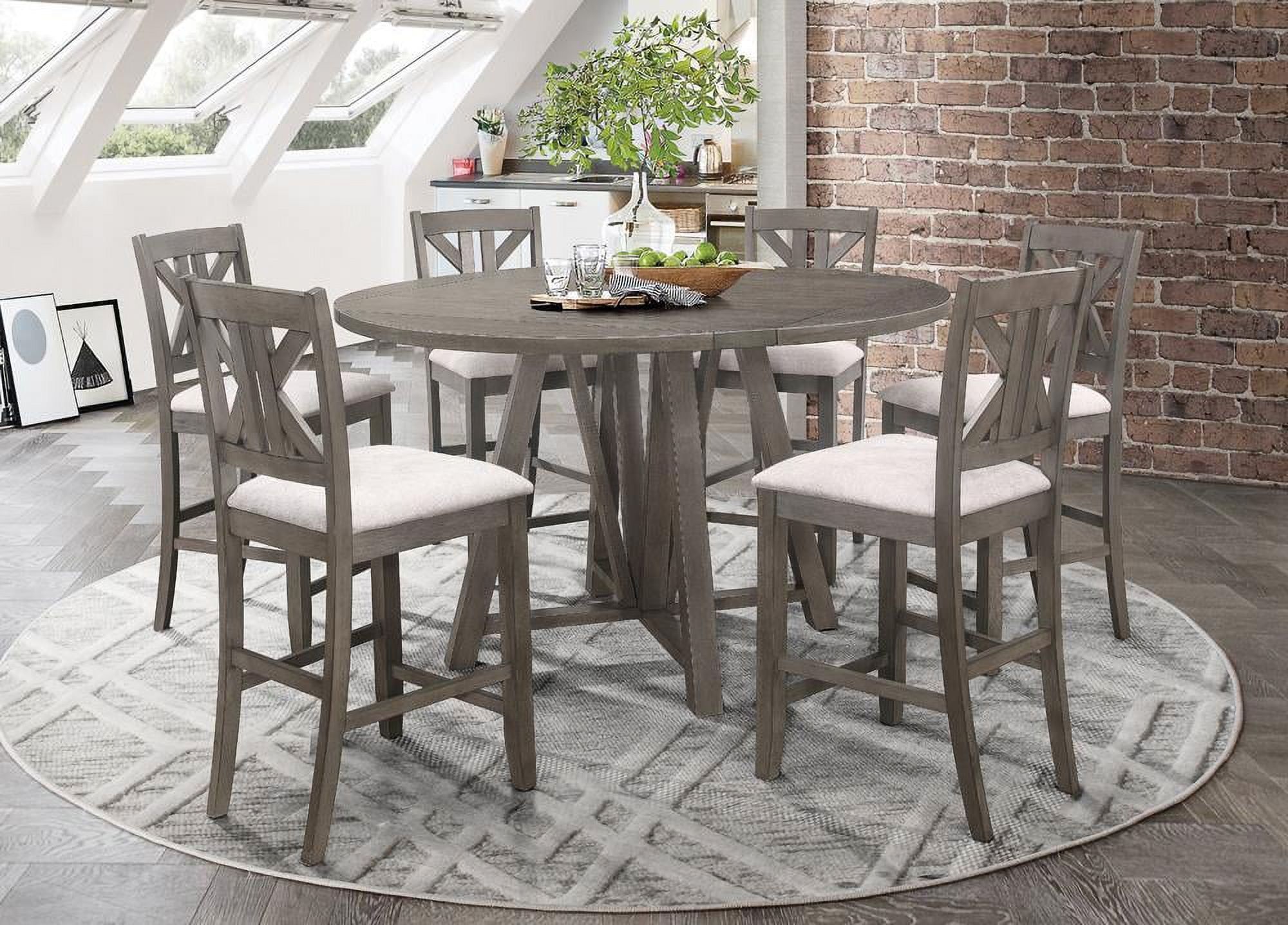 Gray Wood Farmhouse 7-Piece Counter Height Dining Set