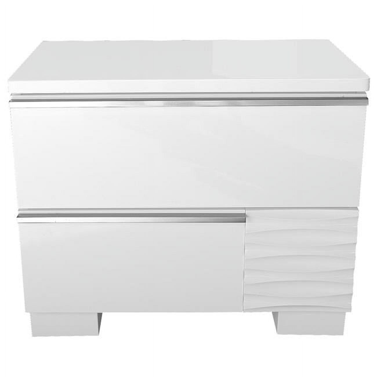 Athens White High Gloss 2 Drawer Nightstand