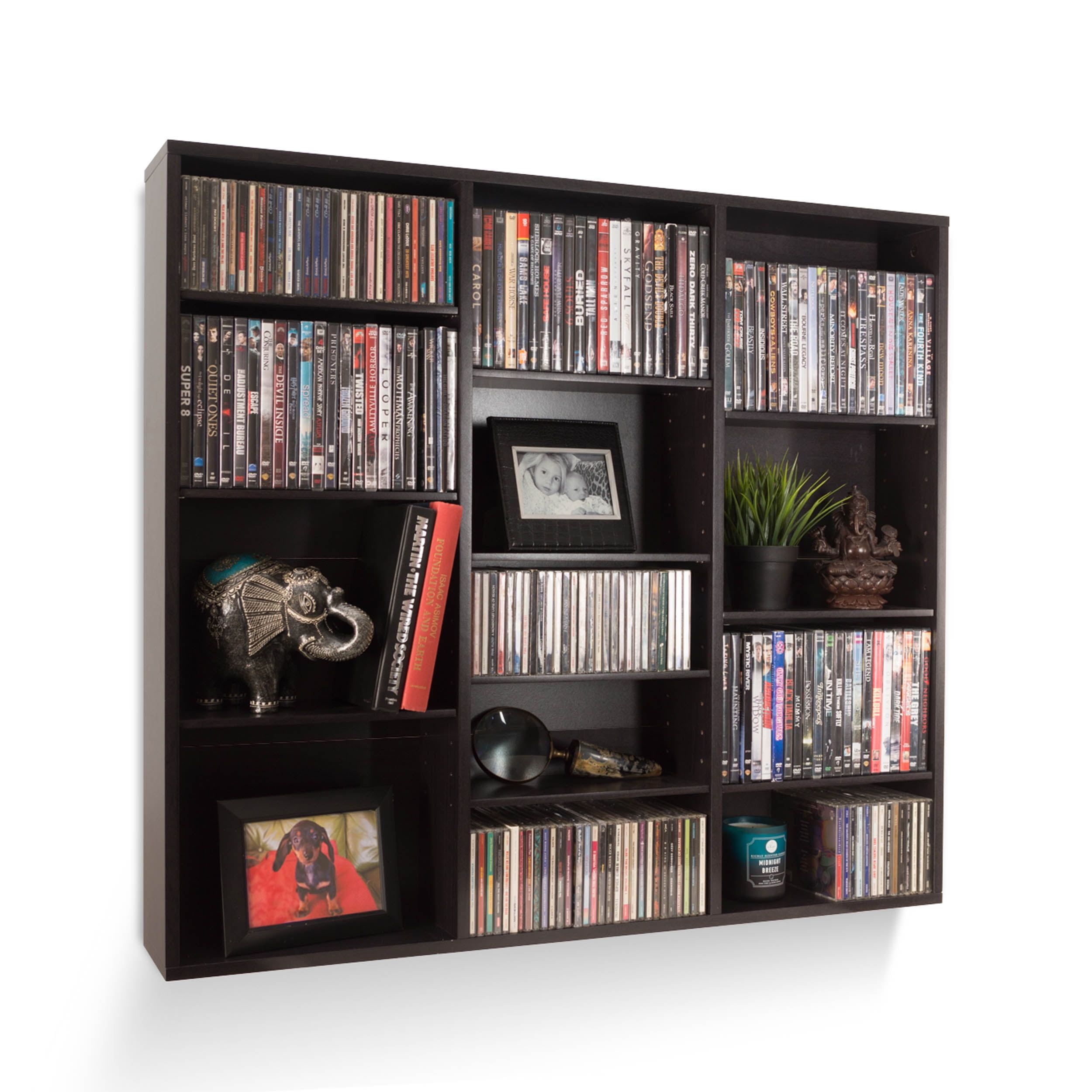 Espresso Wall-Mounted Adjustable Media Storage Cabinet