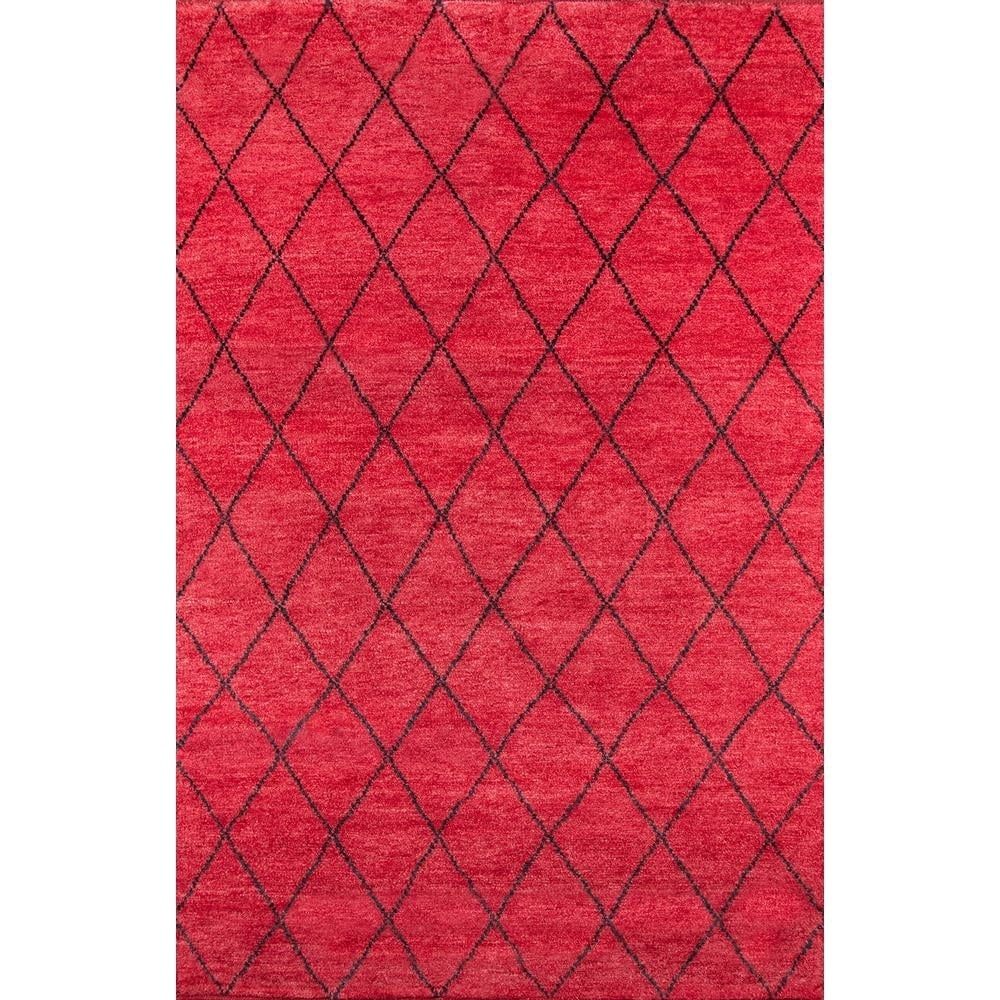 Atlas Hand-Knotted Red Wool Geometric Area Rug