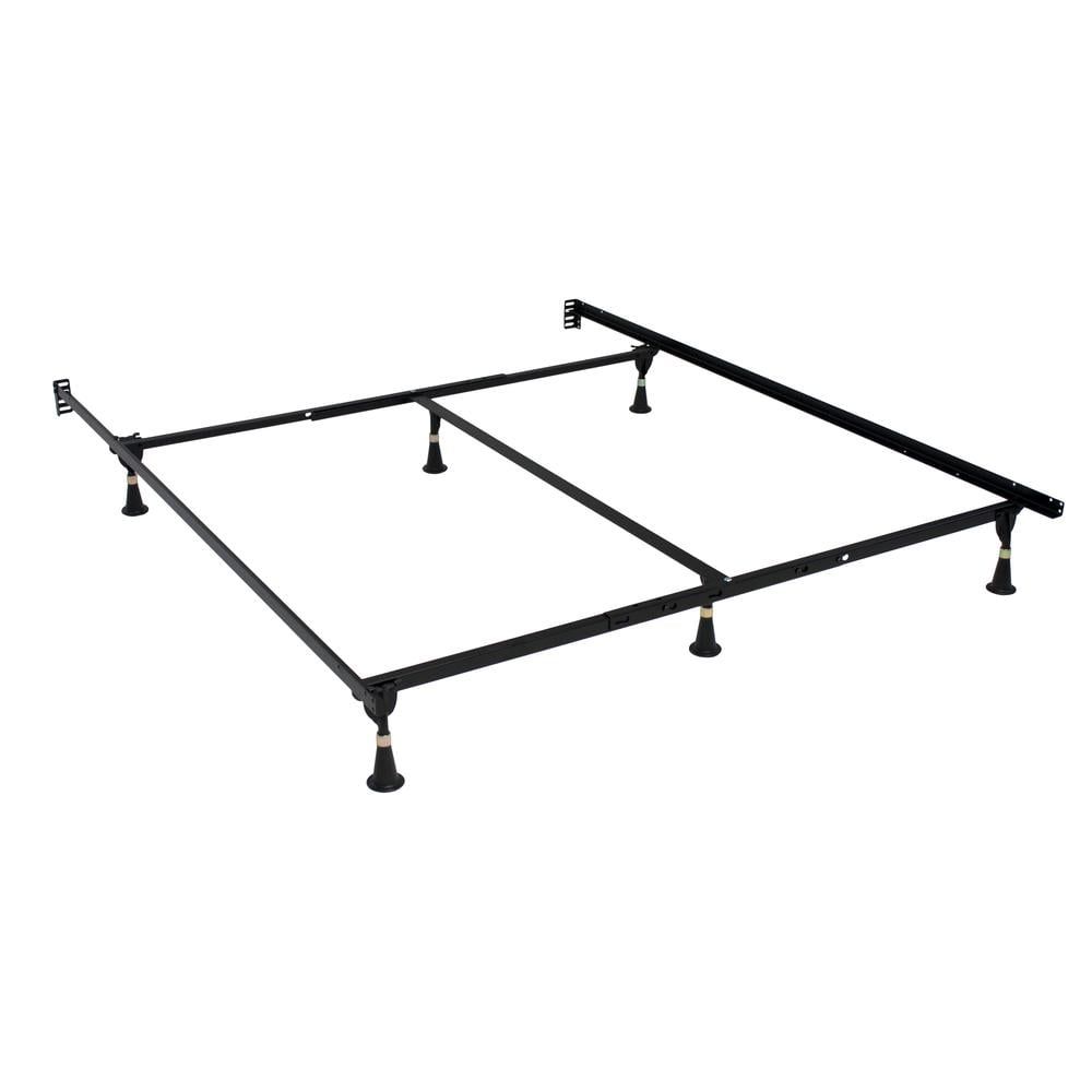 Atlas-Lock Black Metal King Bed Frame with Headboard