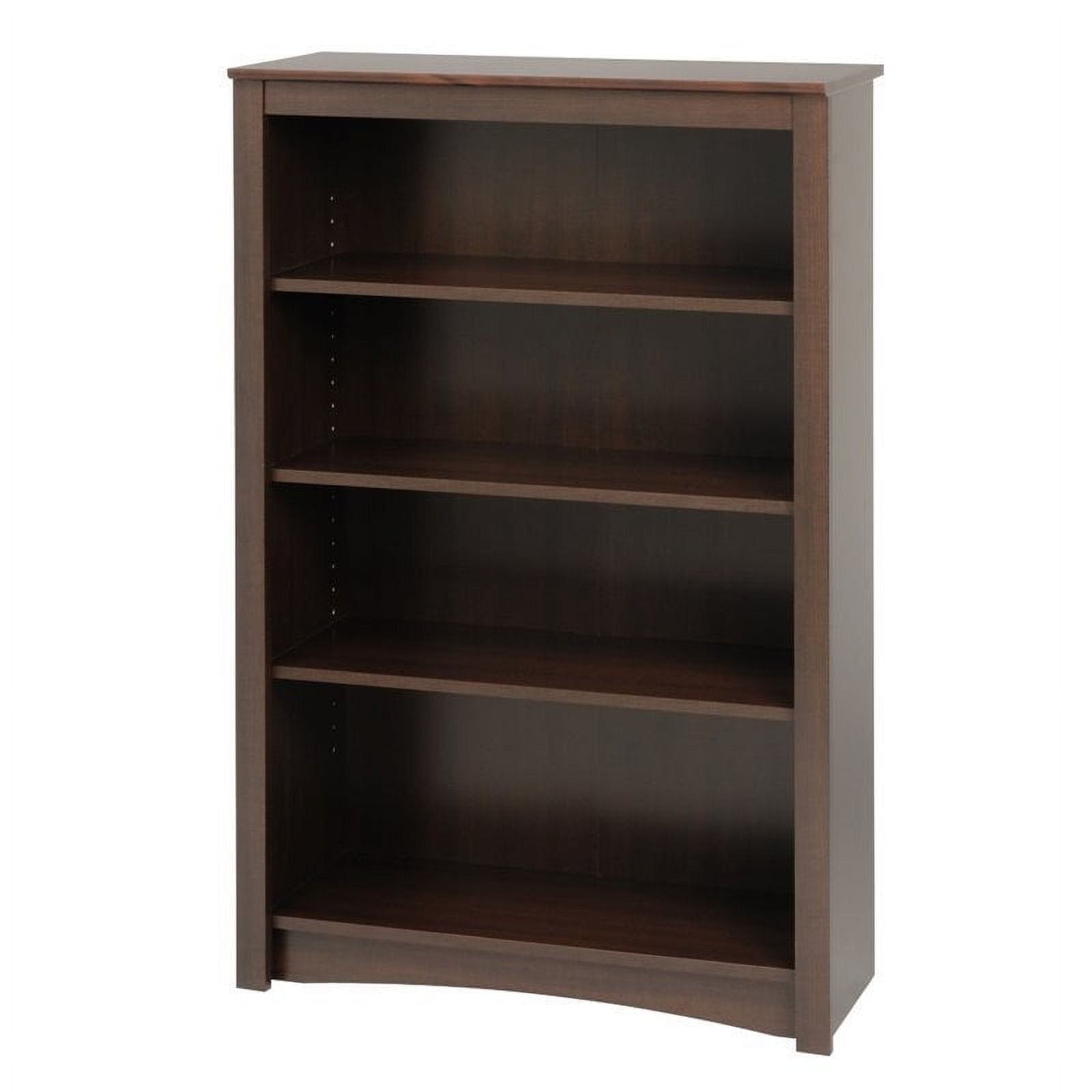 Deluxe Espresso Adjustable 4-Shelf Wood Bookcase