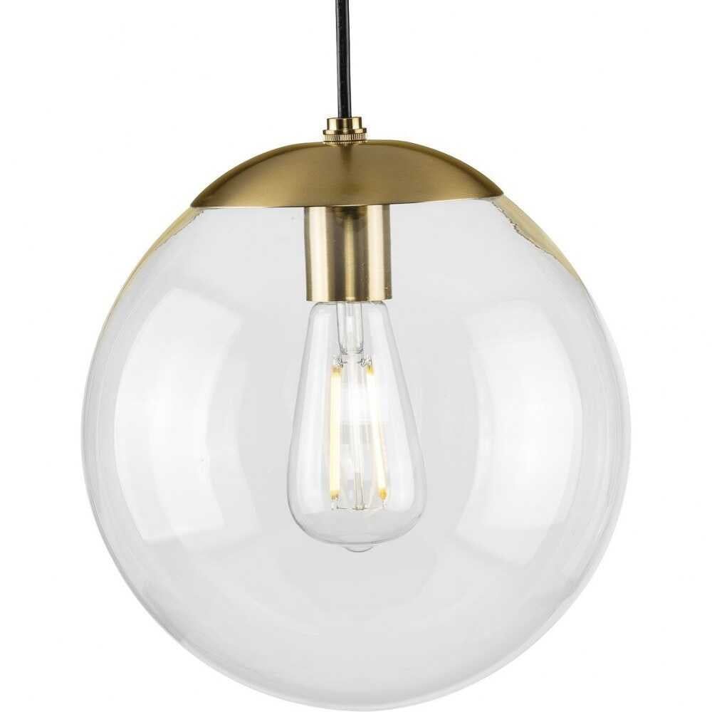 Atwell 1-Light Clear Glass Globe Pendant with Brushed Bronze Finish