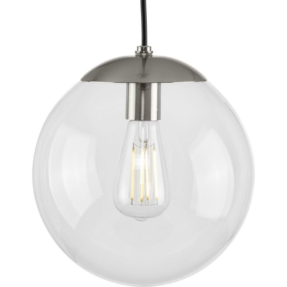 Brushed Nickel 10" Globe Pendant Light with Clear Glass Shade