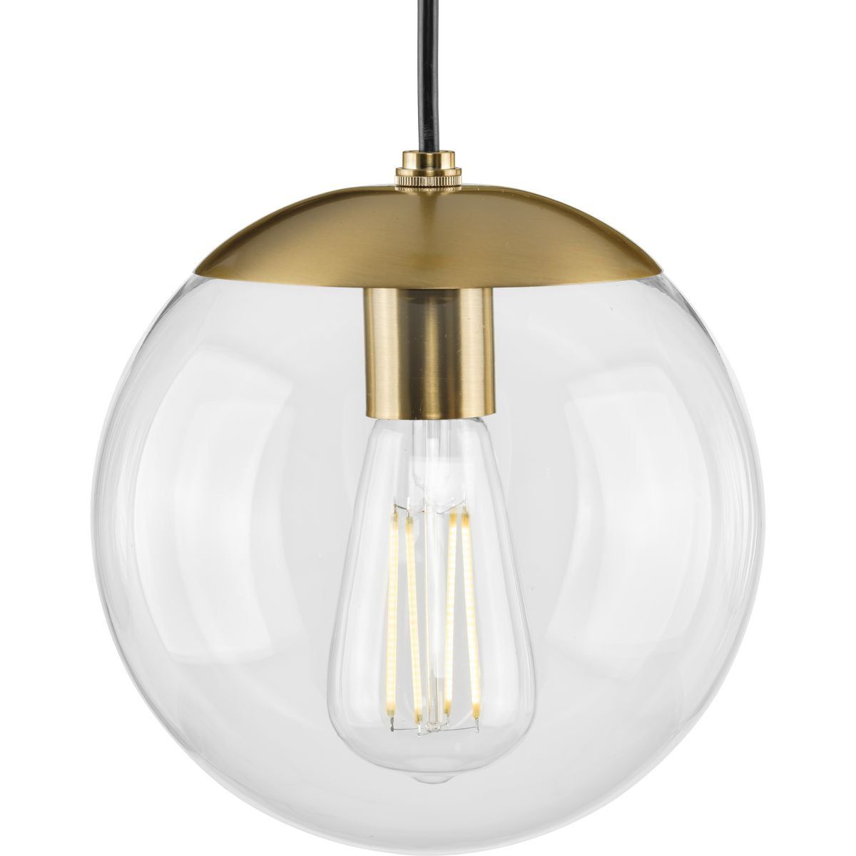 Atwell 8'' Brushed Bronze Clear Glass Globe Modern Pendant Light