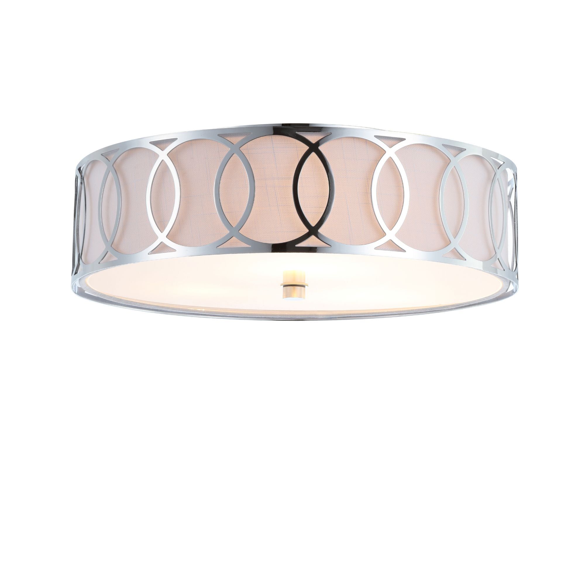 Aubrey Chrome Polished 15.5" LED Flush Mount with Linen Shade