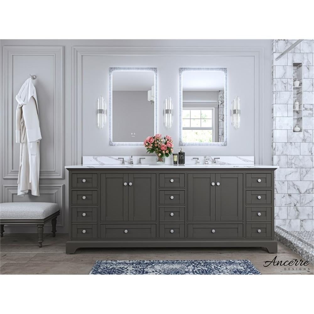 Audrey 84'' Sapphire Gray Double Sink Vanity with Quartz Top