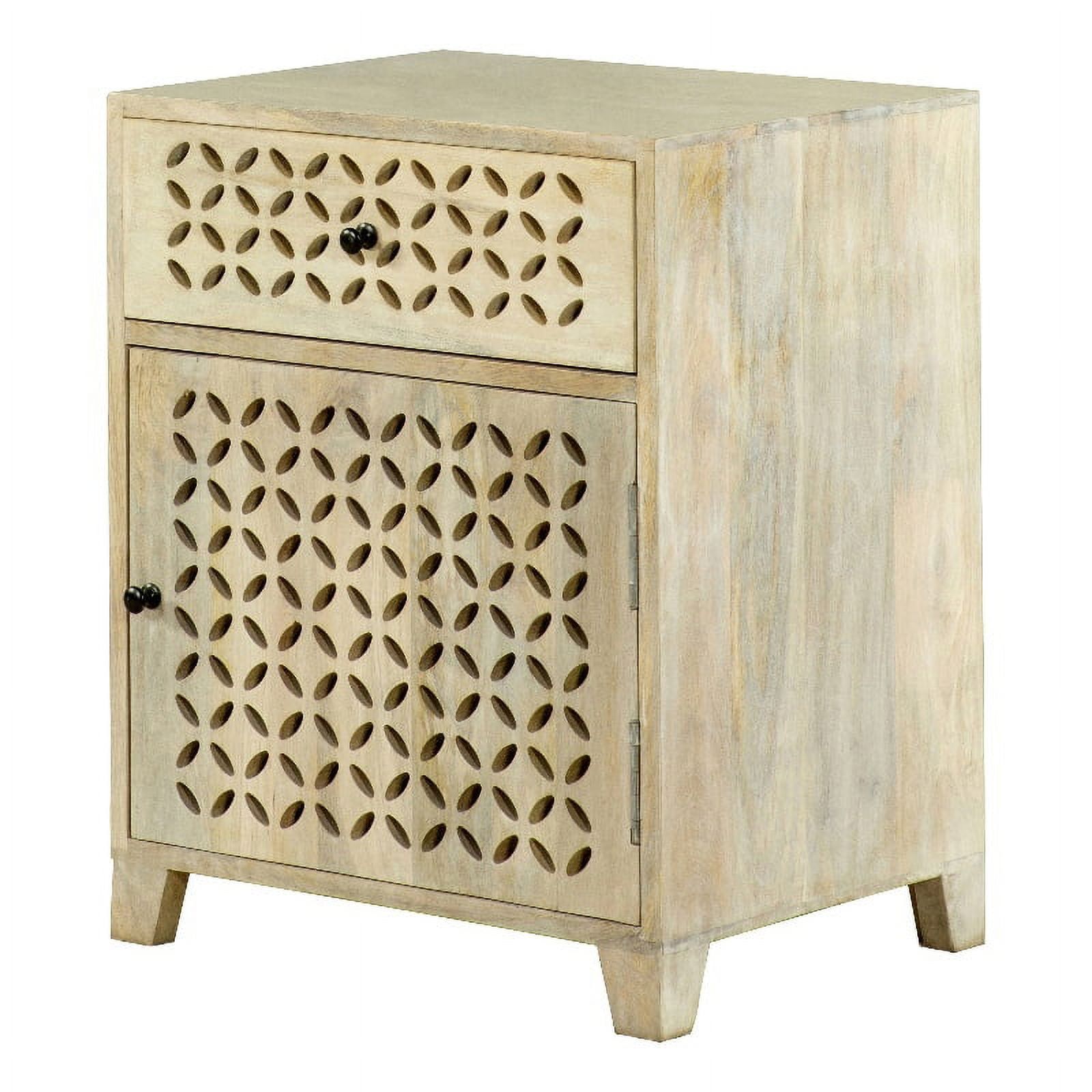 White Washed Mango Wood Accent Cabinet with Adjustable Shelving