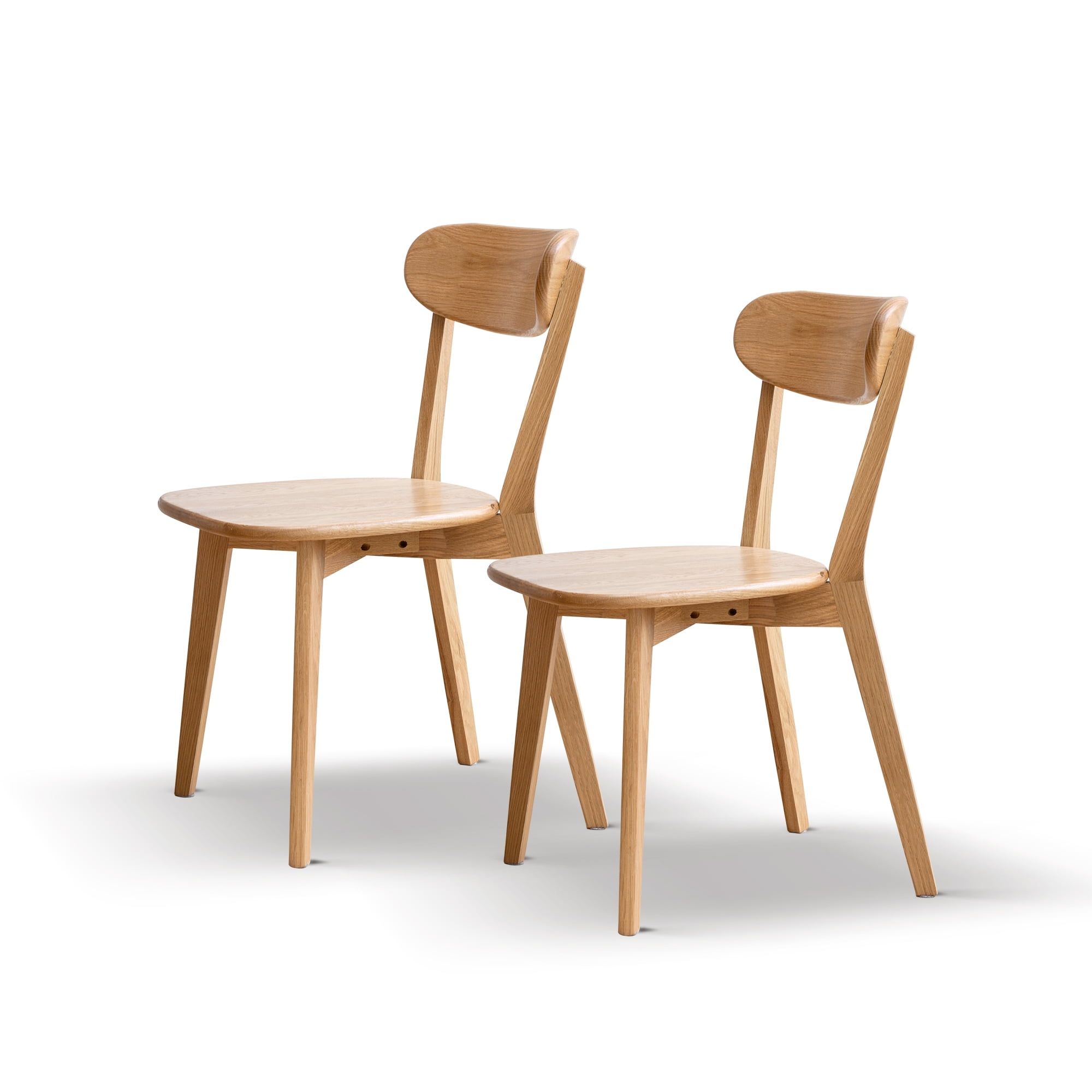 Walnut Oak Wood Mid-Century Modern Dining Side Chair Set