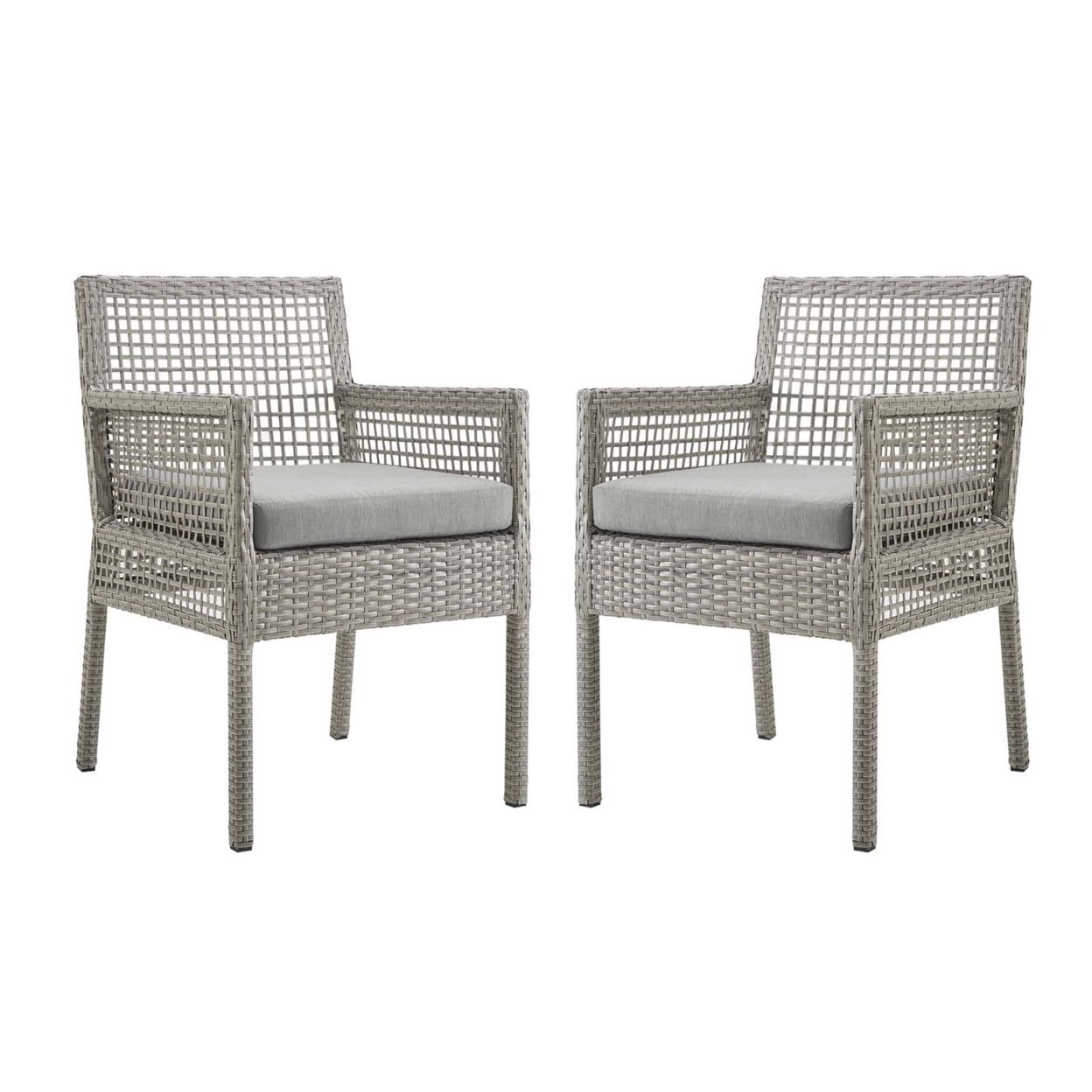 Aura Gray Wicker Rattan Outdoor Dining Armchair Set