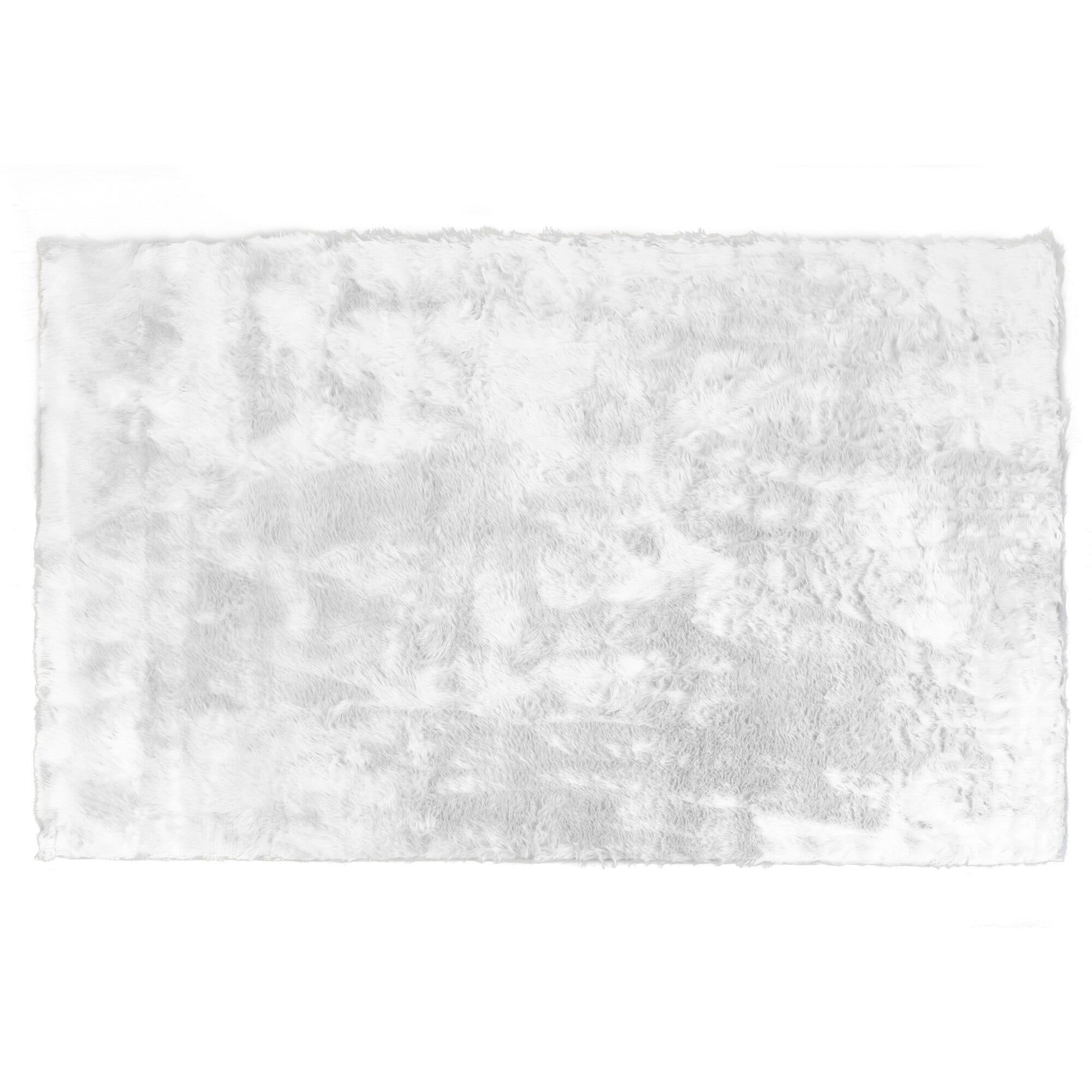 Luxurious White Faux Sheepskin 5' x 7' Rectangular Washable Rug