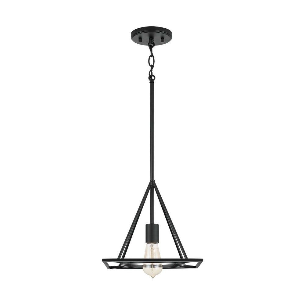 Contemporary Matte Black Geometric 1-Light Pendant