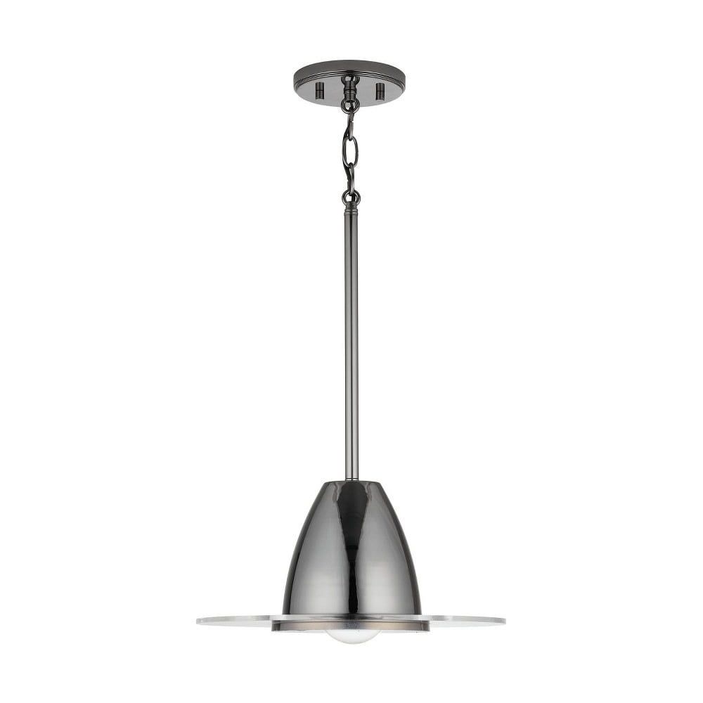 Jett 13.5" Black Chrome Pendant with Clear Acrylic Disc