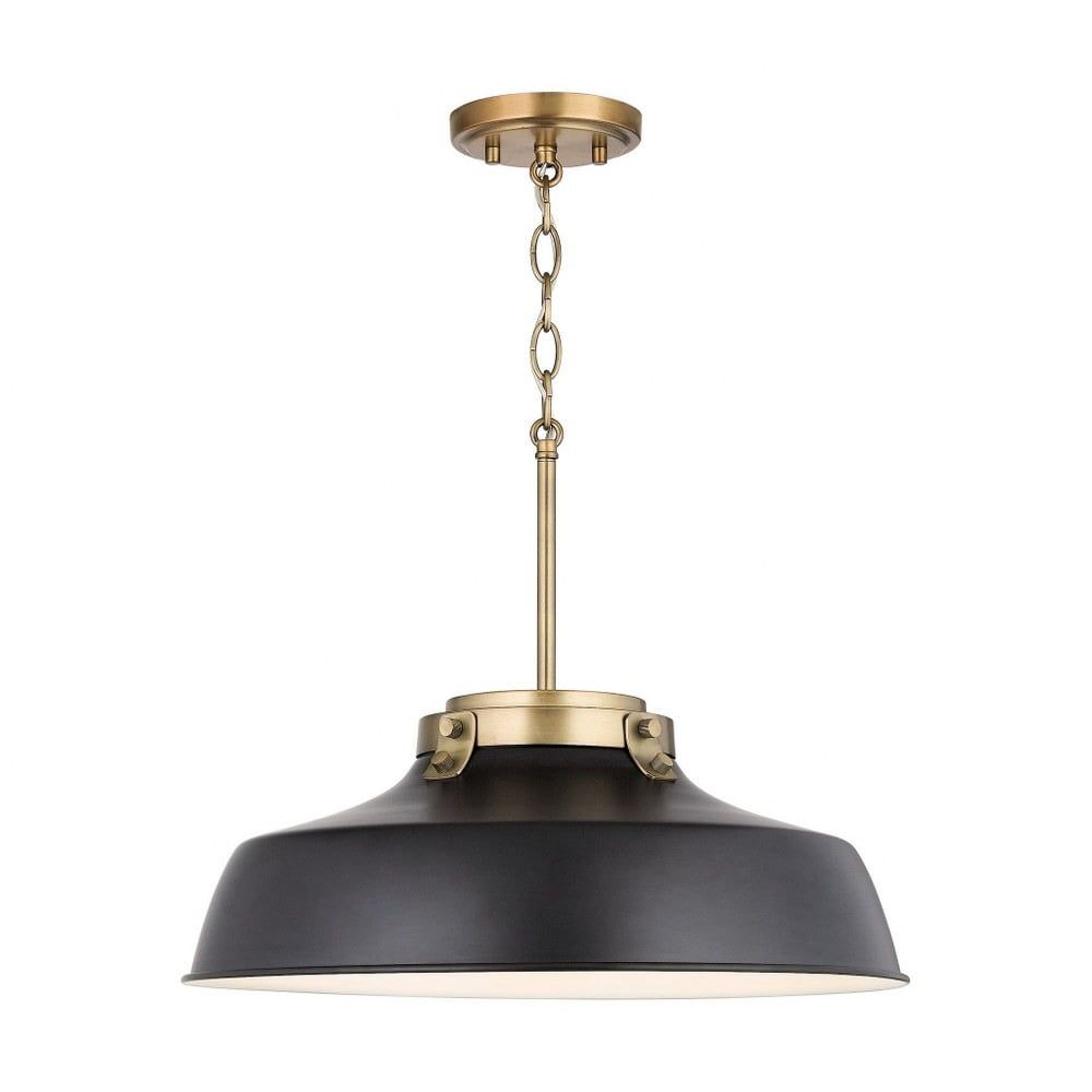 Oakwood Matte Black Industrial Pendant with Nickel Accents