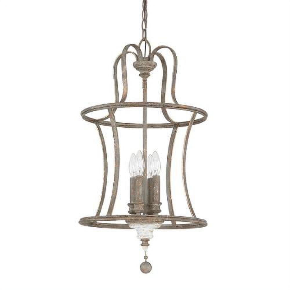 Zoe French Antique 4-Light Incandescent Pendant with Whimsical Curves