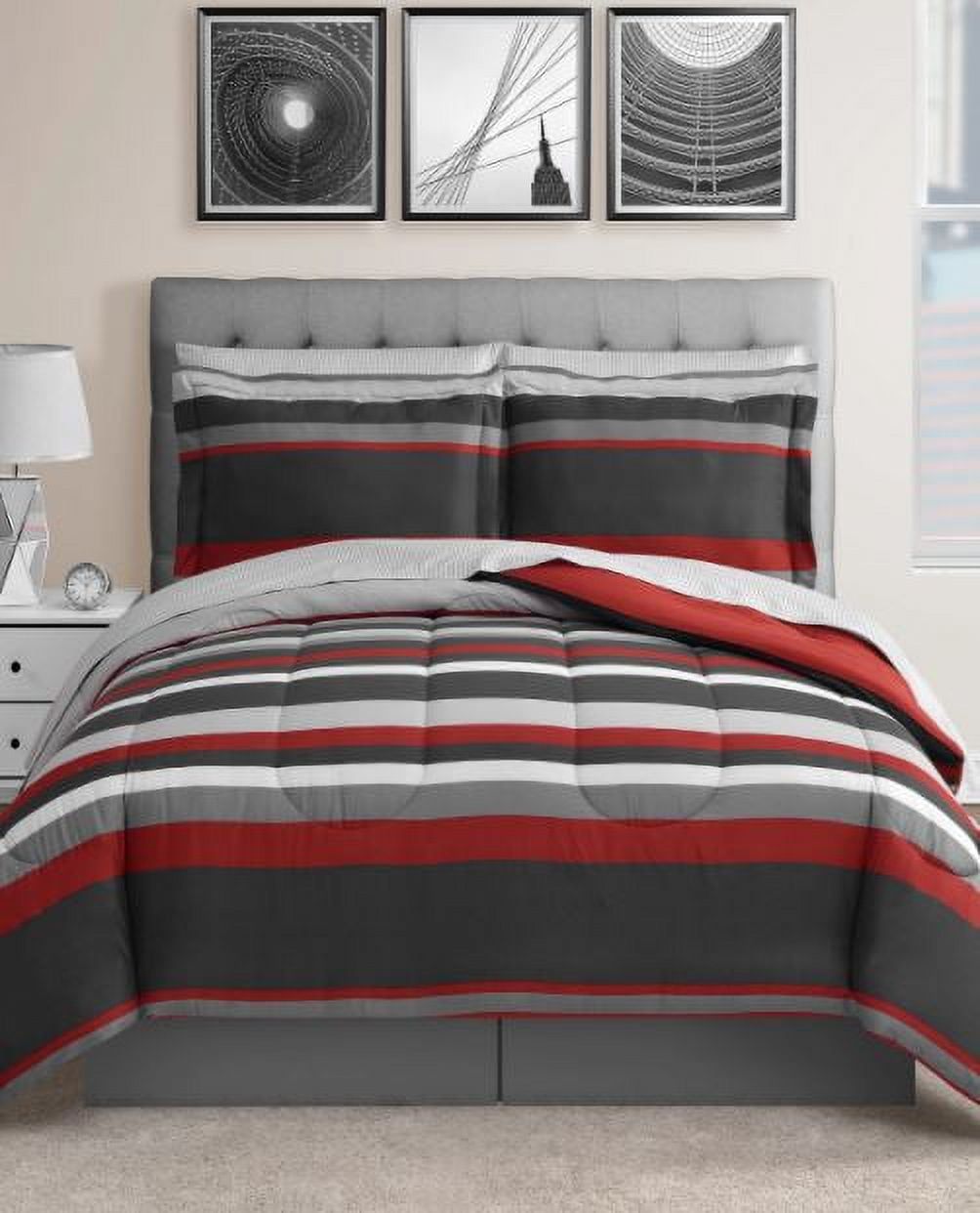 Austin Red and Gray Reversible Twin XL Comforter Set