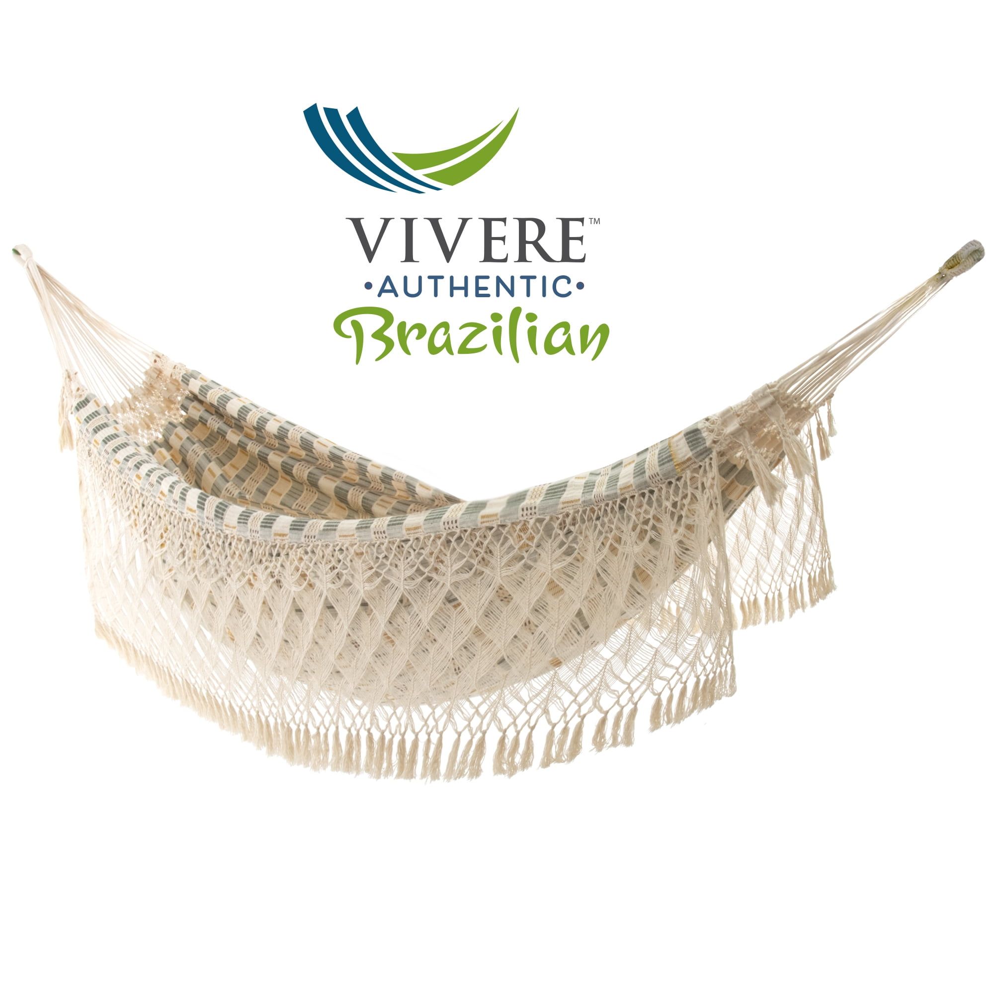 Authentic Brazilian Double Cotton Hammock with Hand-Crocheted Fringe