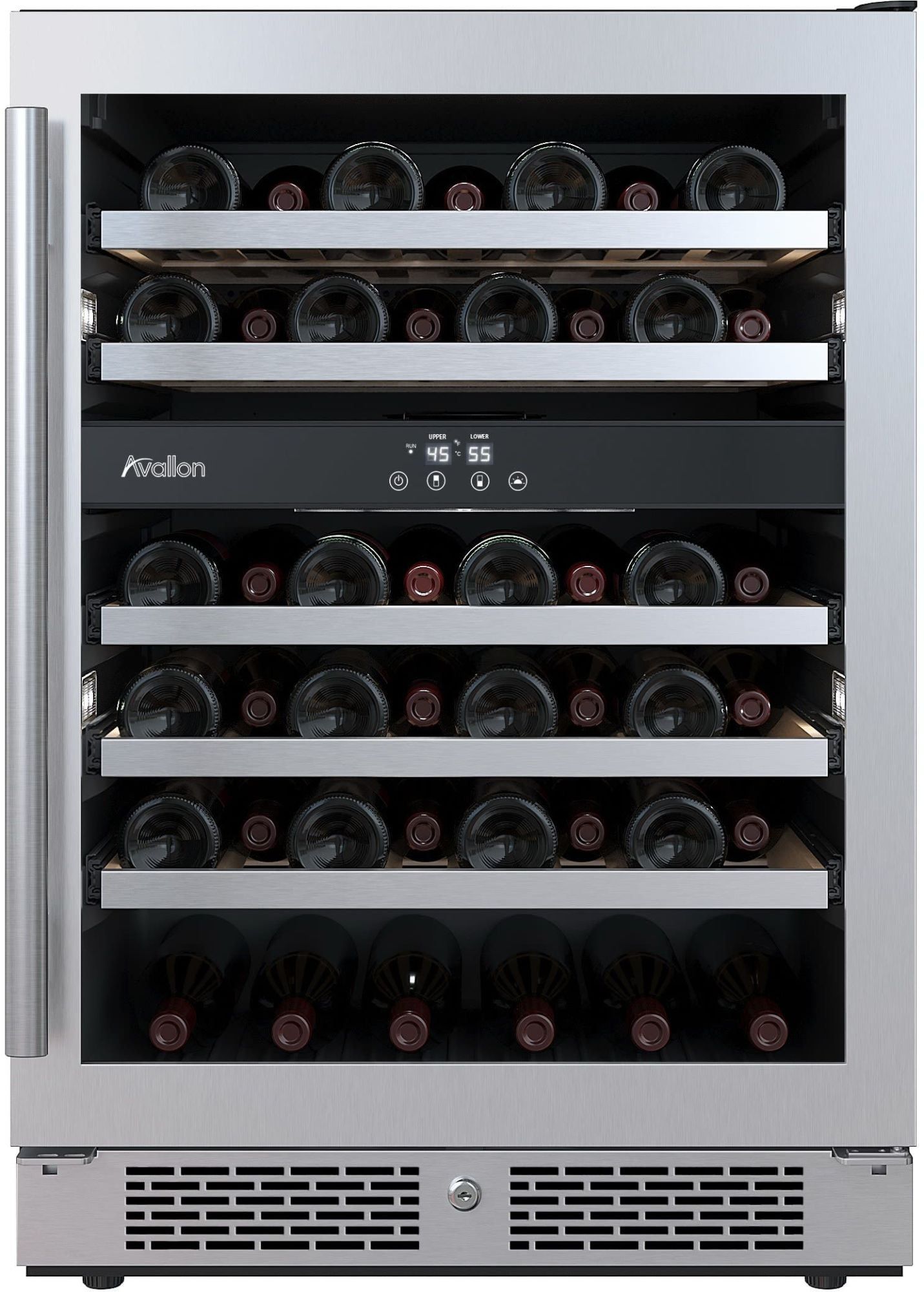 Stainless Steel 24" Dual Zone Wine Cooler with LED Lighting