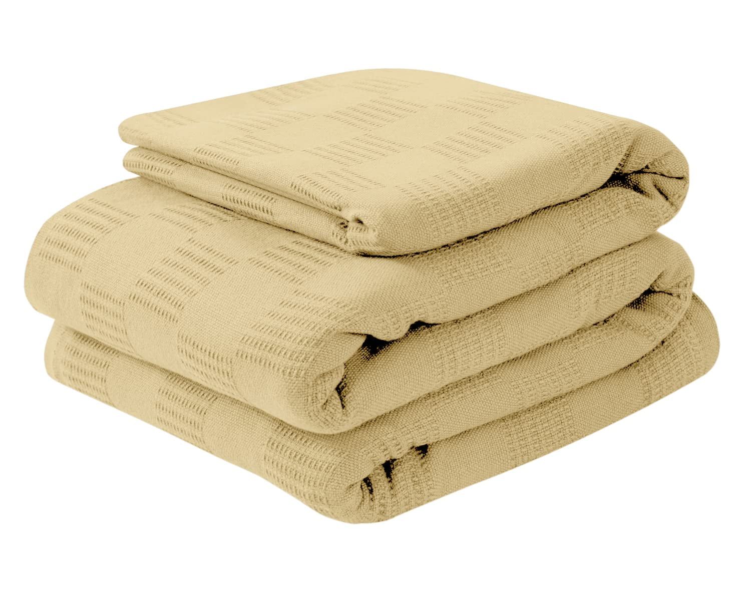 Beige Queen Size Cotton Thermal Throw Blanket